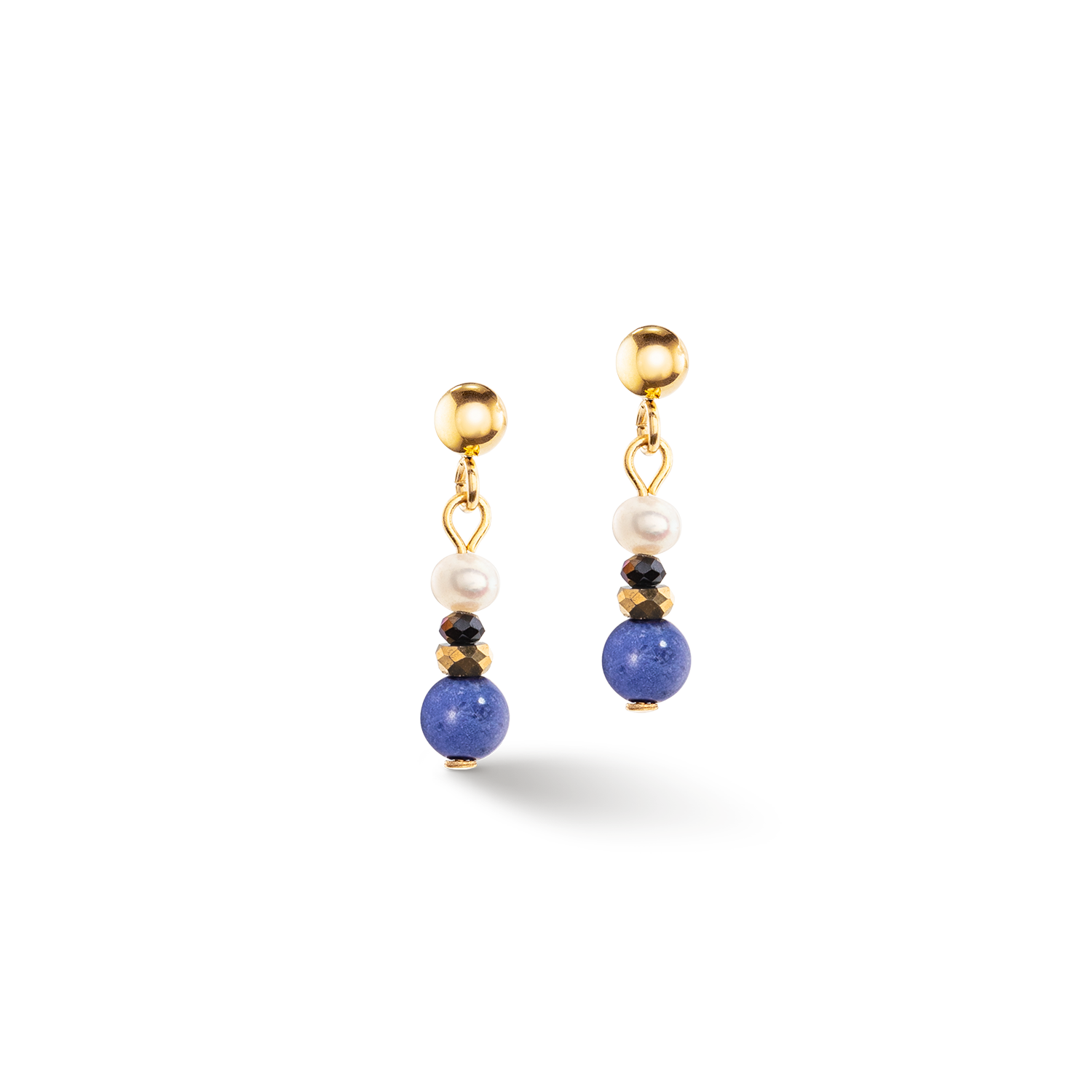 Freshwater Pearl & Sodalite Gold Earrings for Women - Elegant Dangle Earrings for Party, Wedding & Everyday Wear