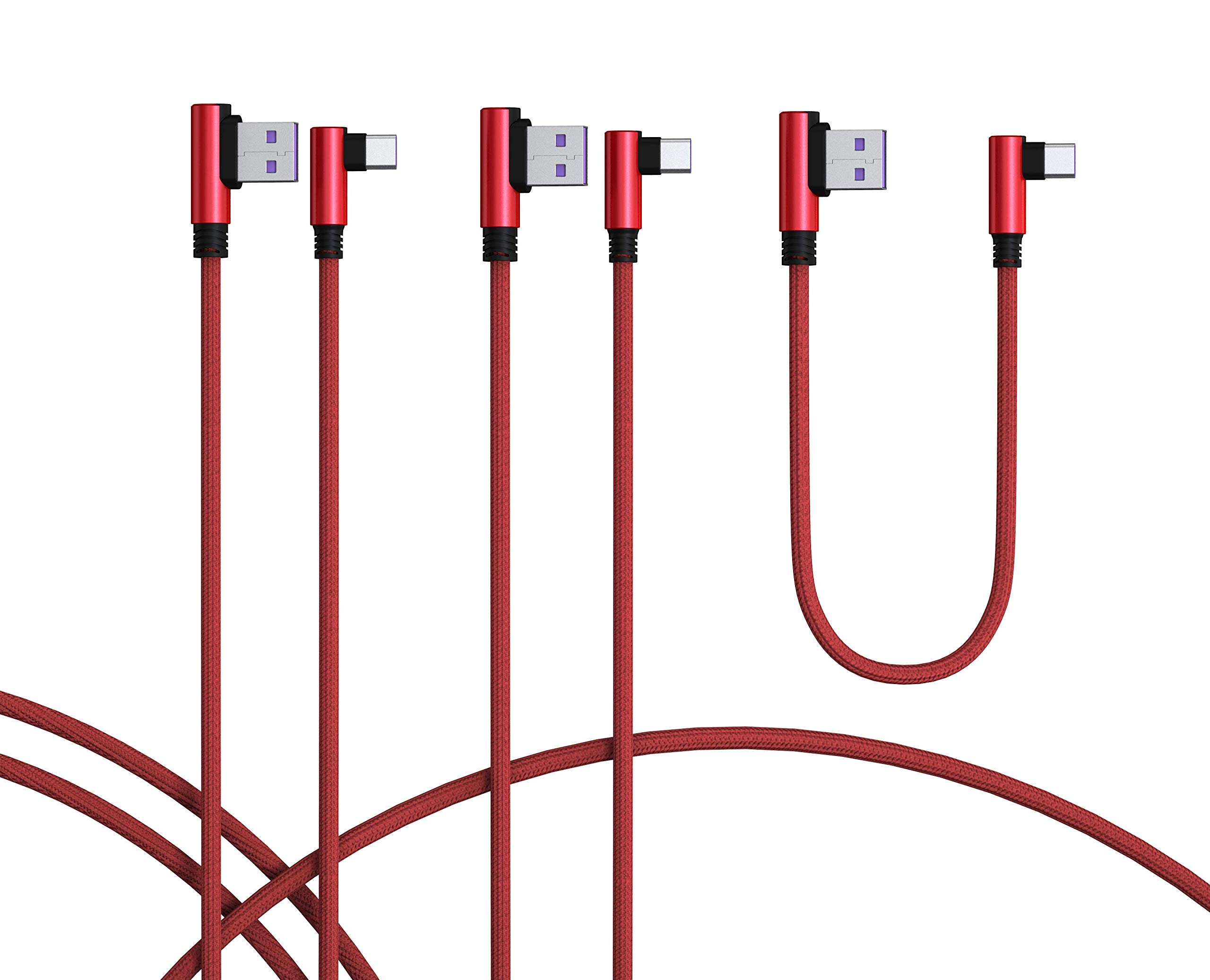 TECHGEAR 3-in-1 USB C Cable Set (30cm/1m/1.5m) 90 Degree Right Angle Fast Charging & Data Sync Cable for Samsung Galaxy S25/S24/S23/S22/S21/A16/A36/A54 5G, Google Pixel 9/8, OnePlus, Oppo Find X8/X5, Redmi Note, Motorola - Perfect for Home, Office & Travel Charging