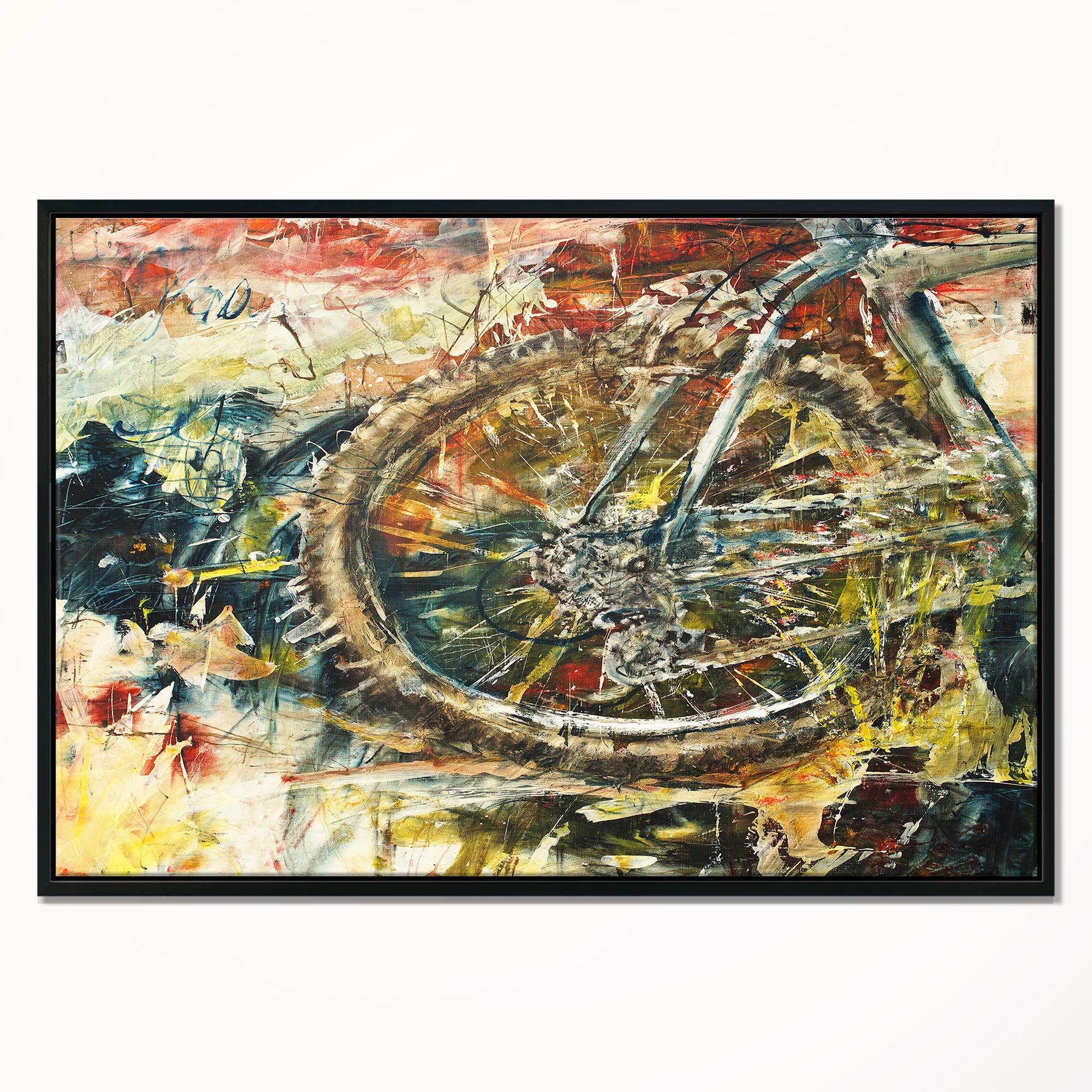 DesignArt Mountain Bike Oil Painting - Abstract Framed Canvas Wall Art for Home & Office Decor | Perfect for Living Room, Bedroom, or Cycling Enthusiast Gifts
