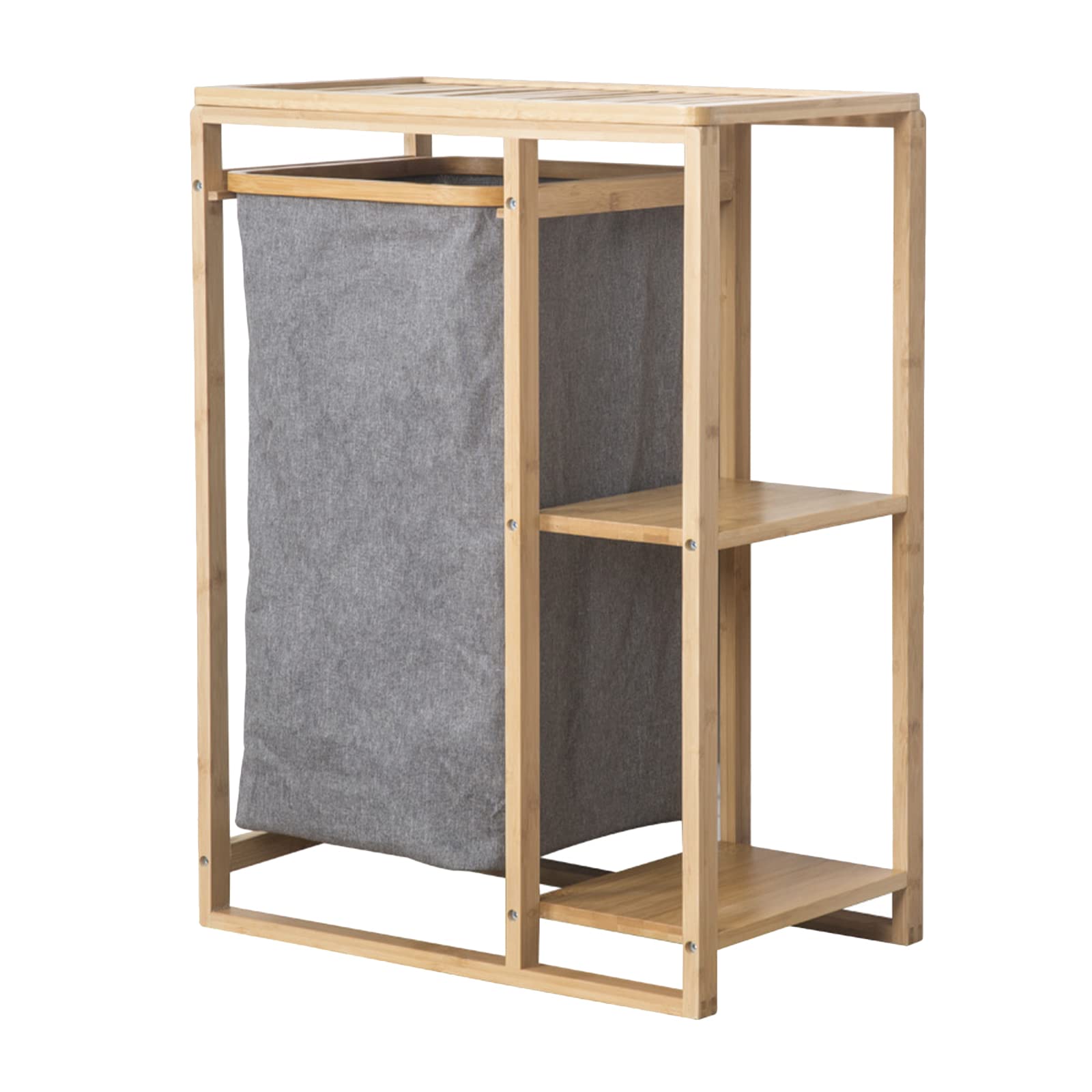 Eco-Friendly Bamboo Laundry Hamper with Storage Shelves - Foldable Clothes Organizer & Detergent Storage Basket - Perfect for Bedroom, Bathroom, and Laundry Room Organization