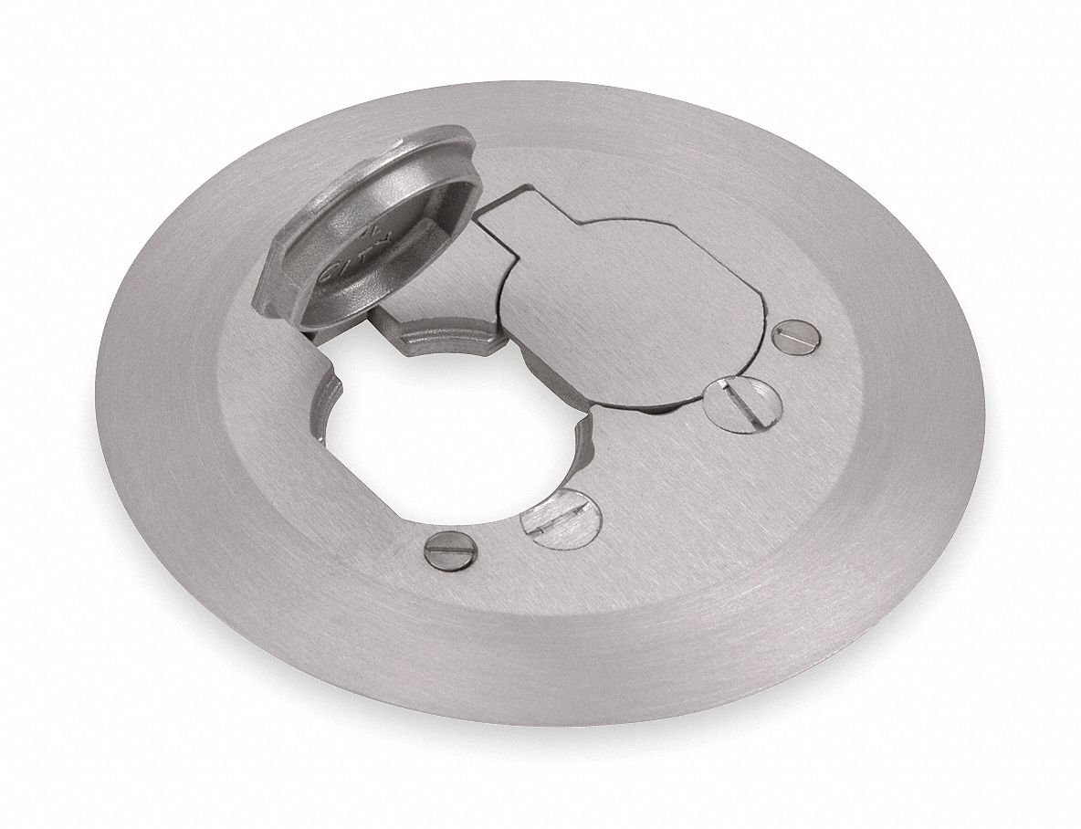 3/8 Inch Round Aluminum Floor Box Cover - Durable Electrical Access Cover for Home & Office Floor Outlets