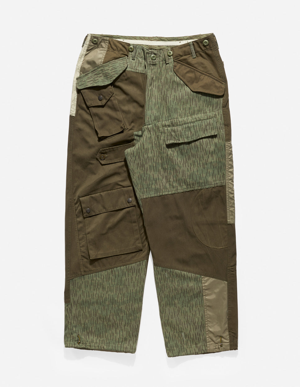 Upcycled M65 Loose Cargo Pants for Men - Olive Green Military Style Tactical Pants | Outdoor Hiking, Camping & Streetwear Fashion
