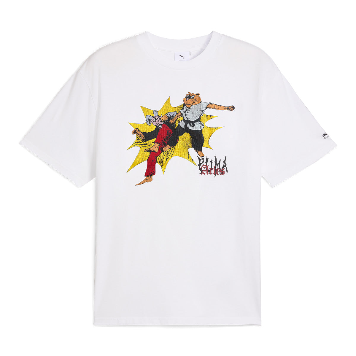 PUMA Aries Graphic Tee - White Cotton T-Shirt for Men | Casual Streetwear & Everyday Outfit | Perfect for Gym, Lounge & Urban Fashion