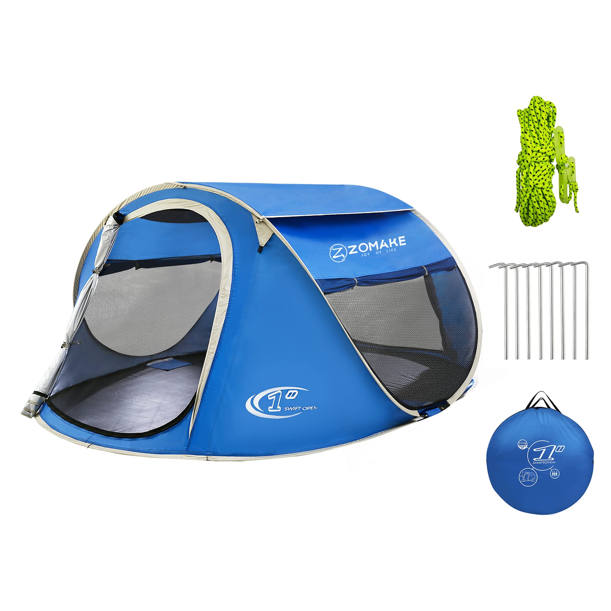 2-4 Person Waterproof Pop Up Tent - Instant Setup Automatic Camping Tent for Outdoor Adventures, Hiking & Beach Trips | ZOAMKE