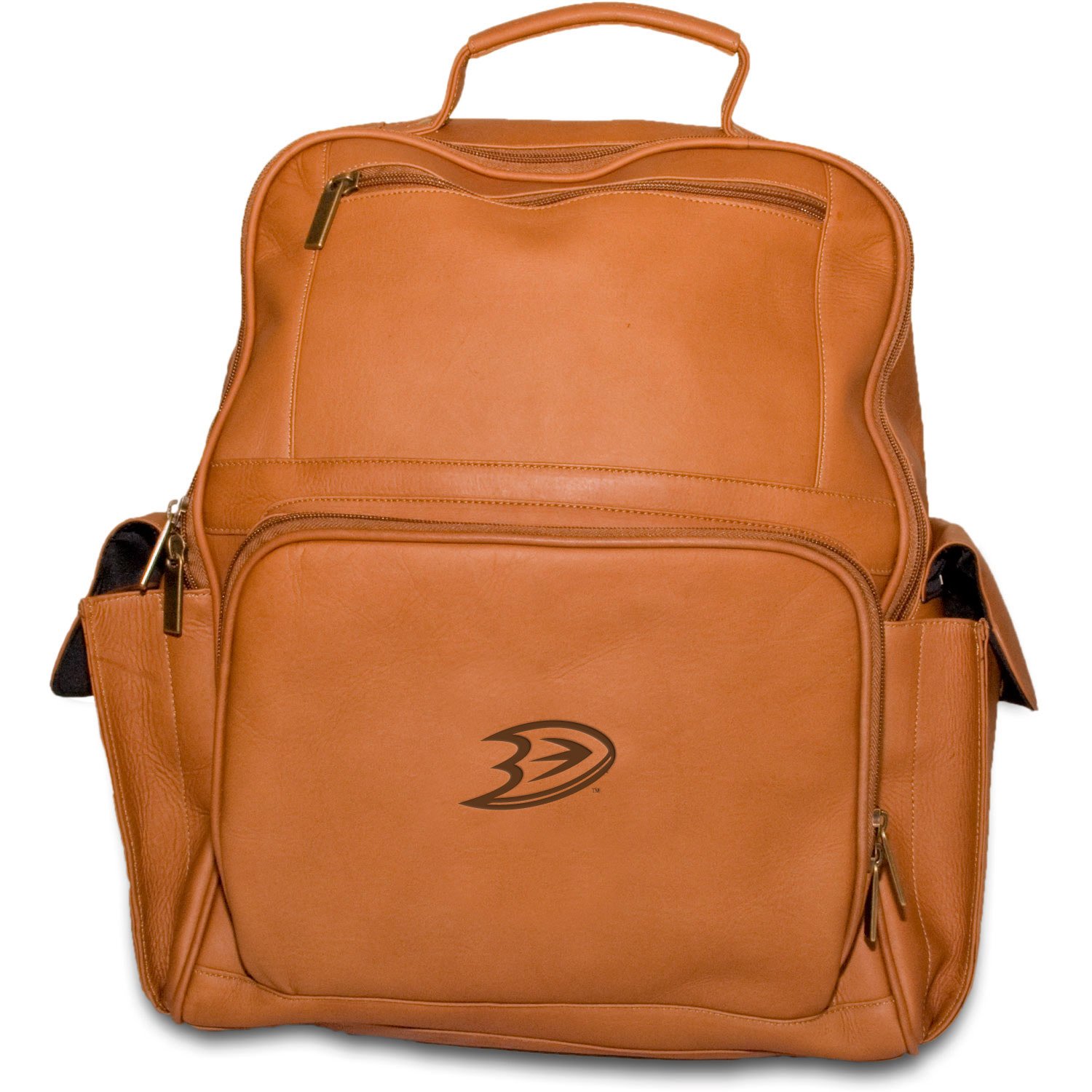 NHL Tan Leather Large Laptop Backpack for Men & Women - Durable 17 Inch Computer Bag for Work, Travel & School - Spacious Office & College Essentials Organizer