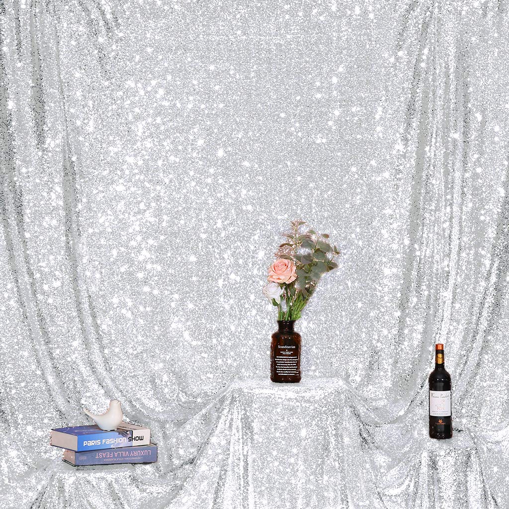 6x6ft Silver Sequin Backdrop - Wedding & Party Decor for Photography