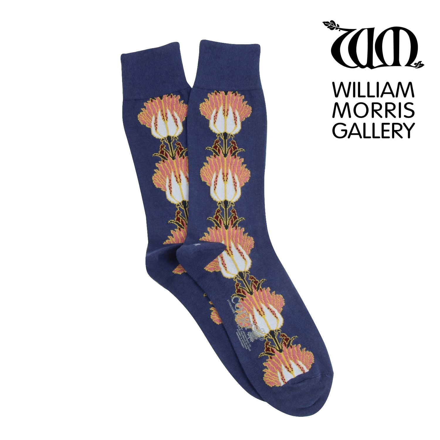 William Morris Tulip & Bird Cotton Socks for Men - Comfortable & Breathable Casual Crew Socks - Perfect for Daily Wear, Work & Outdoor Activities