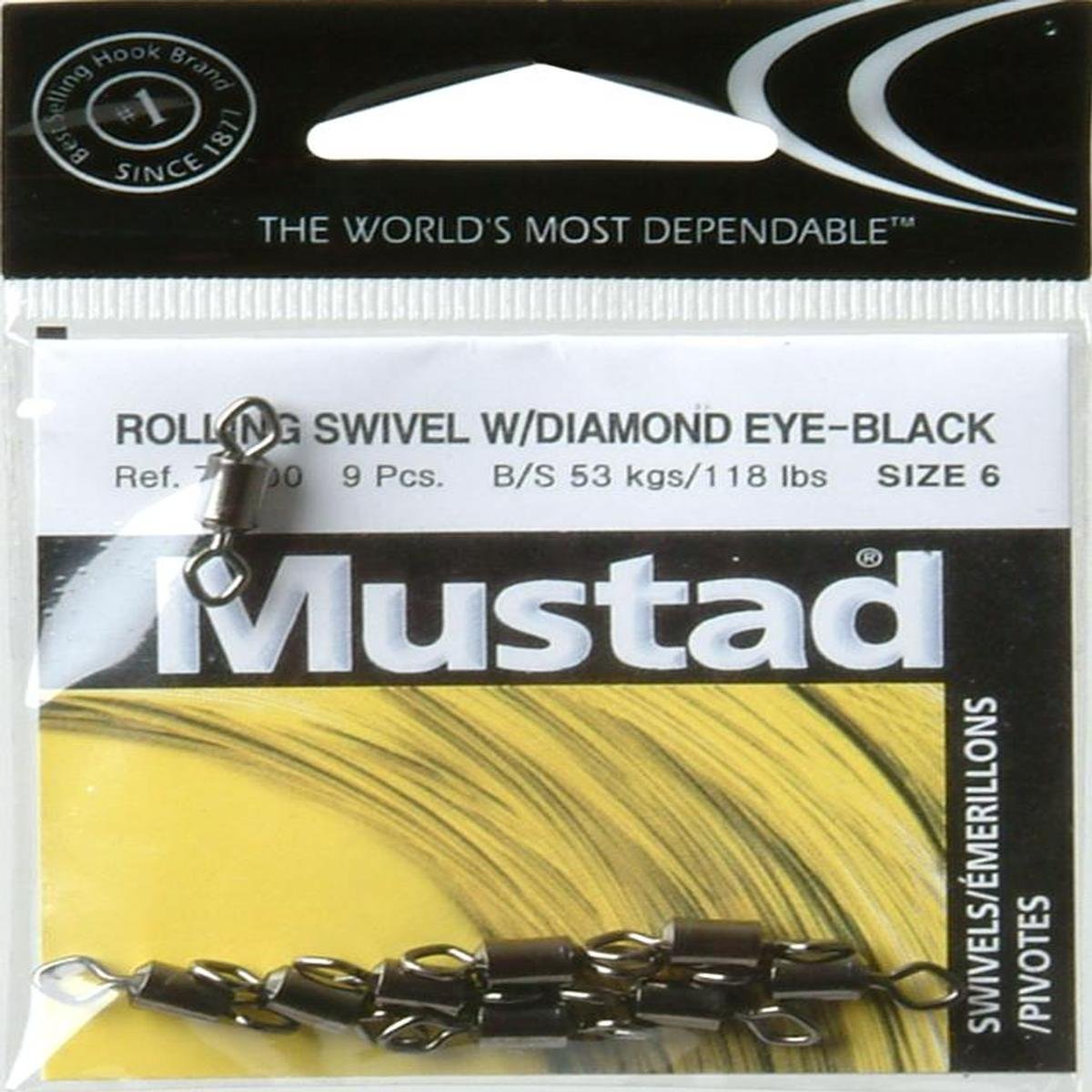 Mustad Diamond Eye Swivel Fishing Snap - Premium Saltwater & Freshwater Fishing Gear for Lures, Rigs & Tackle - Ideal for Bass, Trout & Saltwater Game Fish