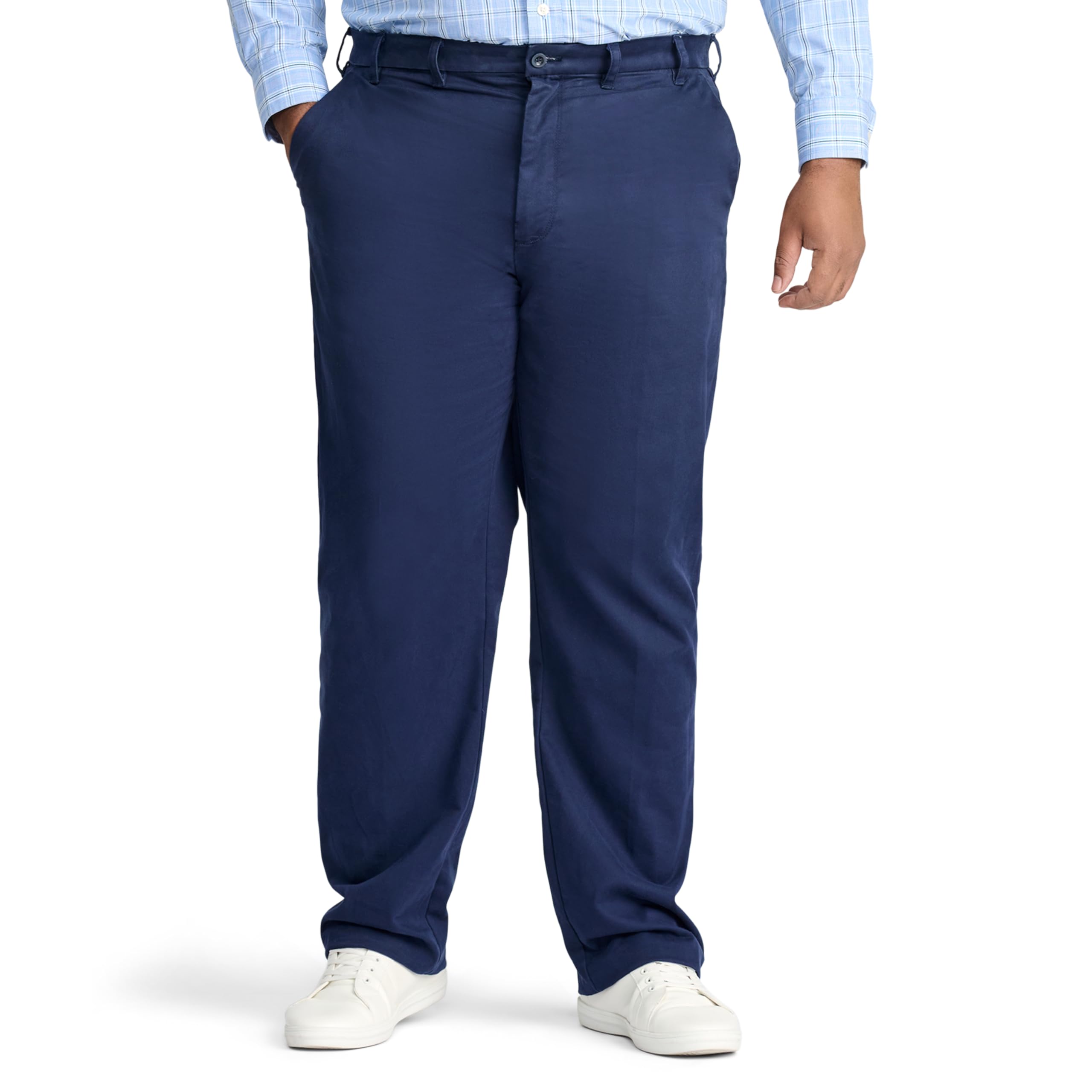 IZOD Men's Big & Tall Performance Stretch Flat Front Pants - Comfortable Work & Casual Wear for Office, Travel & Outdoor Activities