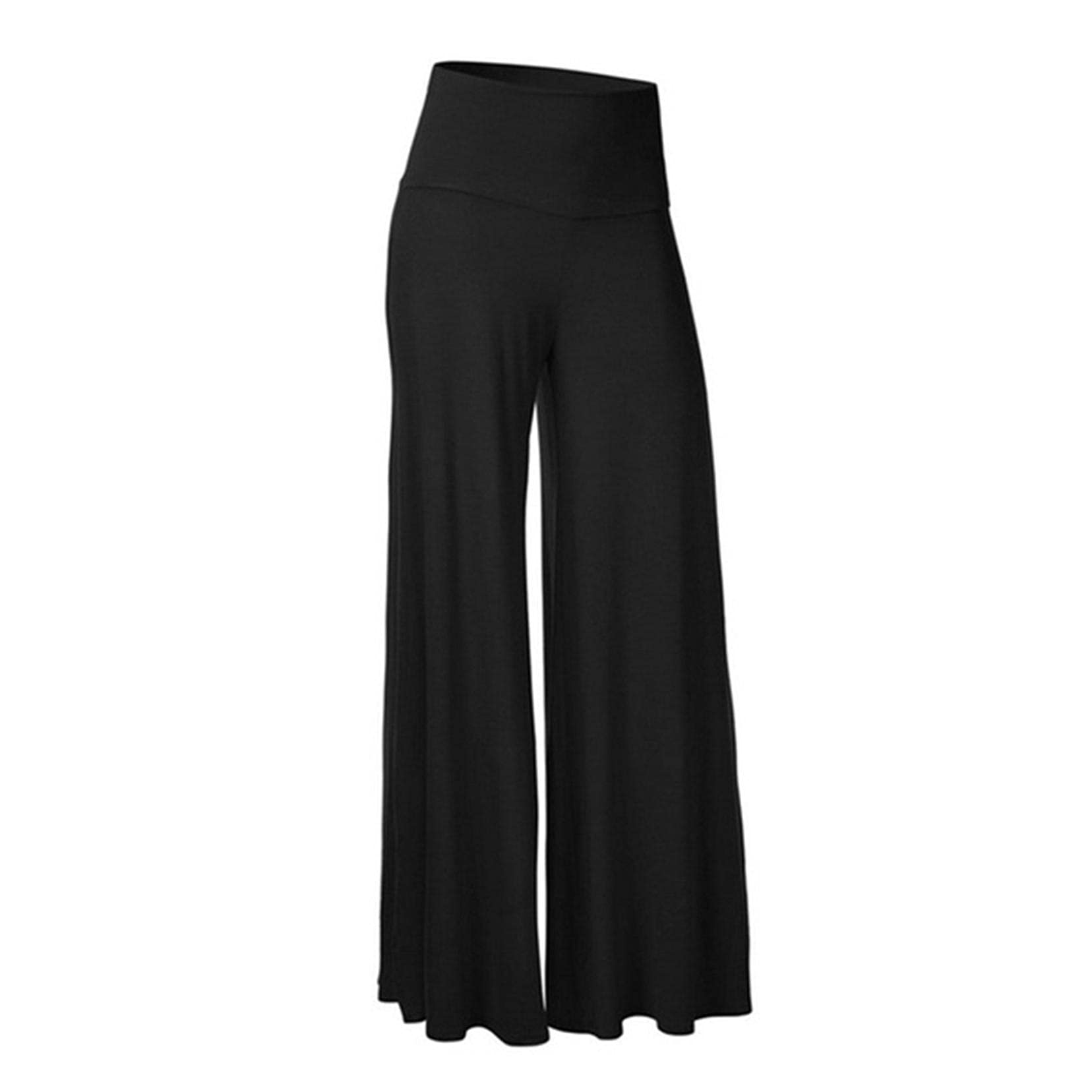 FMCHICO Women's High Waist Stretchy Wide Leg Palazzo Pants - Soft Comfortable Lounge & Casual Pants for Yoga, Travel, and Home Wear