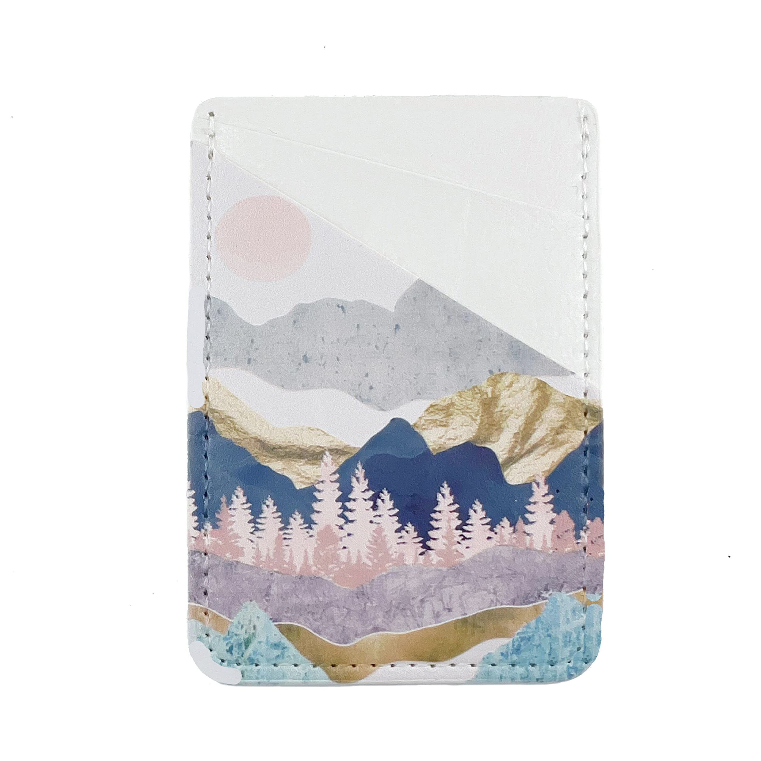 Stick On Phone Wallet Holder - Adhesive Credit Card Pocket for iPhone, Samsung, Android & All Smartphones | Perfect for Travel, Gym & Everyday Use (Summer Mountain Design)