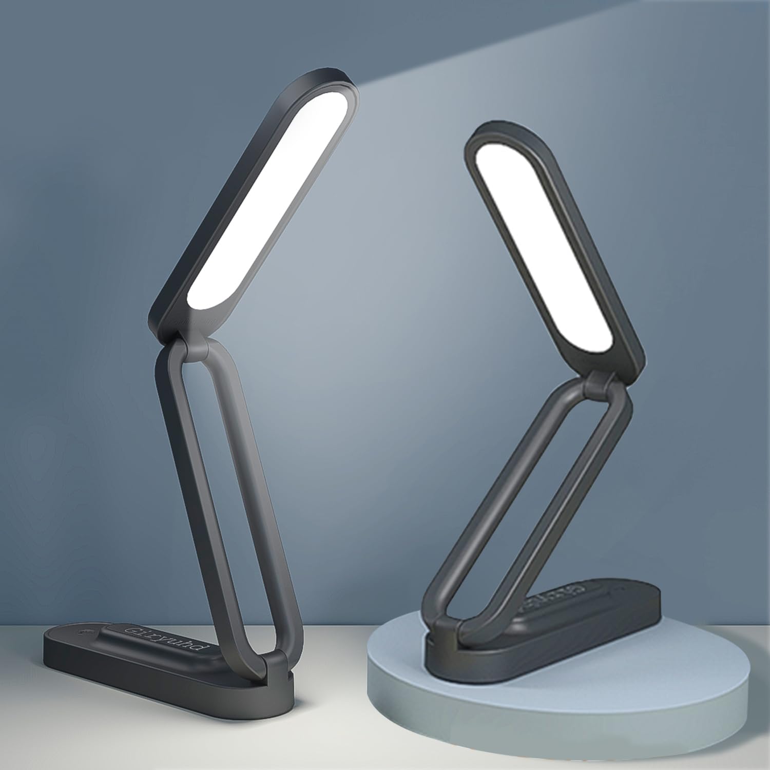 Rechargeable LED Desk Lamp with 3 Brightness Levels - Foldable & Portable Battery Operated Light for Office, Home, Reading - Small Desk Light Strip (Black, 2-Pack) | Perfect for Study, Work, and Nightstand Use