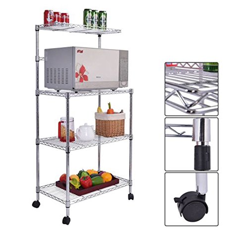 COLIBROX 4-Tier Adjustable Kitchen Bakers Rack - Microwave Stand with Storage Shelves - Space-Saving Organizer for Small Kitchens, Pantry & Laundry Room