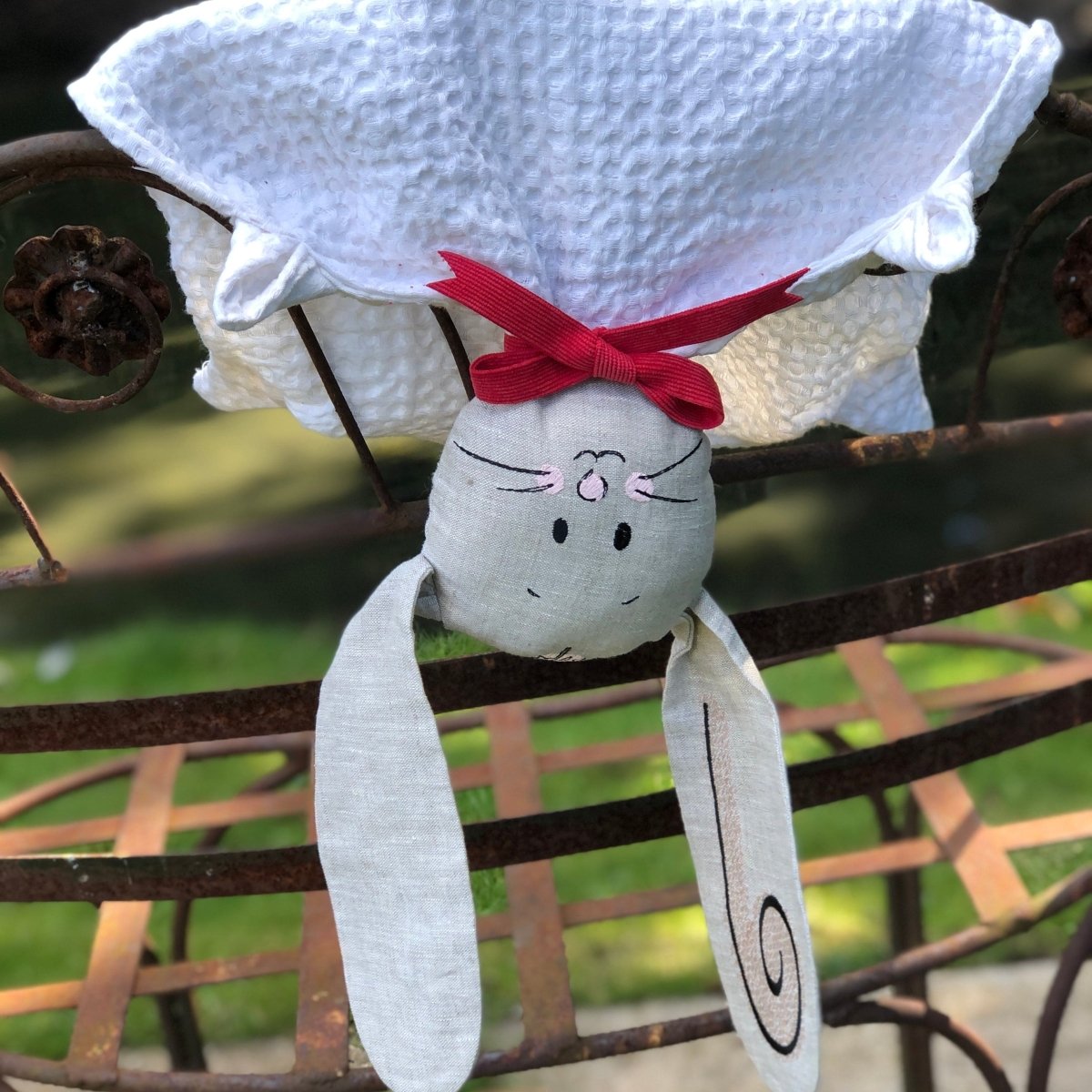 Big Bunny Blanket Buddy - Soft Linen Lovey for Babies & Toddlers - Perfect for Cuddling, Naptime, and Travel Comfort
