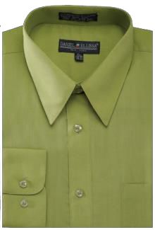 Daniel Ellissa DS3001 Convertible Cuff Basic Dress Shirt in Dark Lime - Perfect for Business, Office & Formal Events