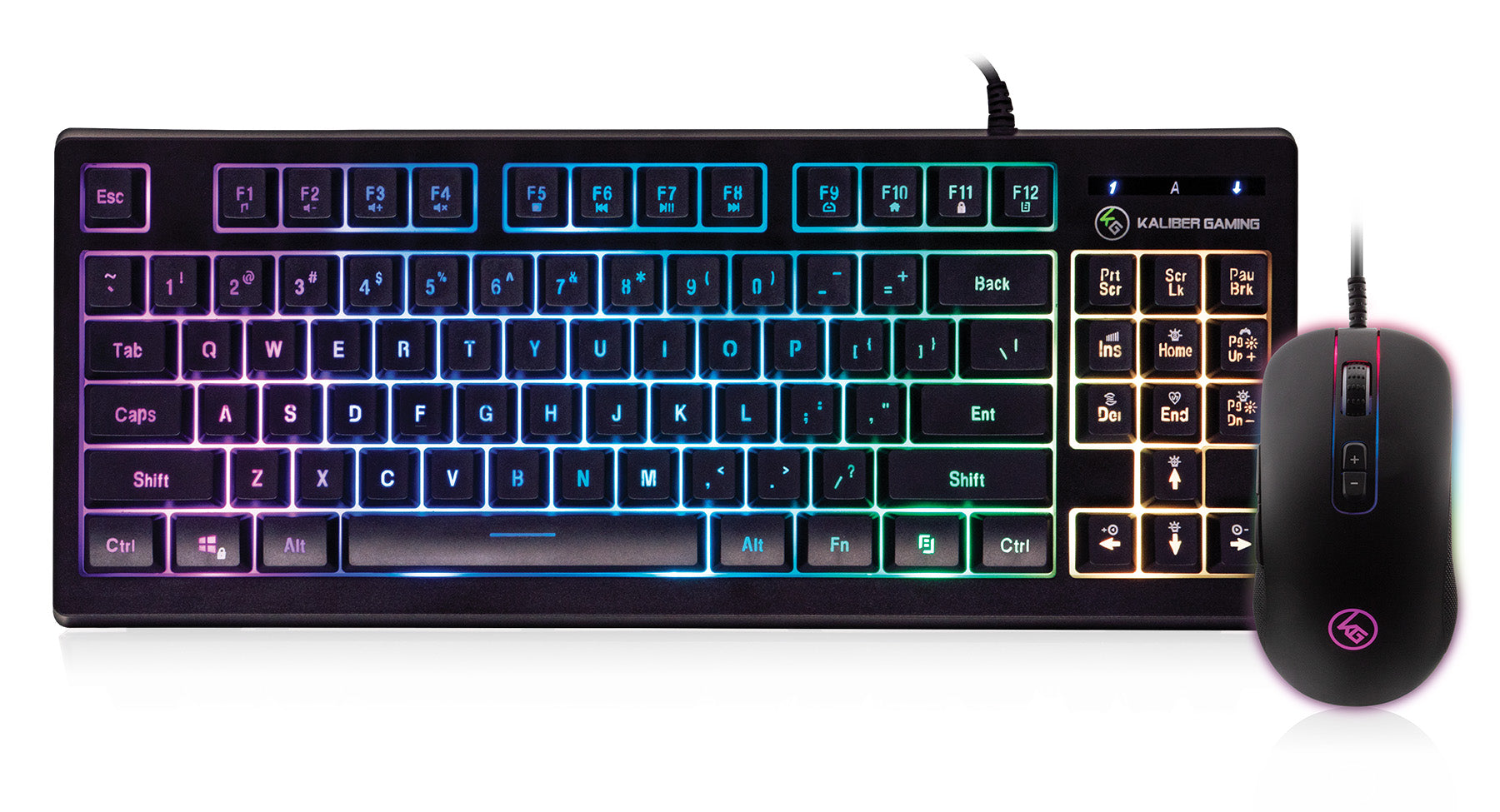 Kaliber Gaming KORONA KORE Compact RGB Mechanical Gaming Keyboard and Mouse Combo - Wired USB Ergonomic for PC, Mac, PS4, Xbox - Perfect for FPS, MOBA, Esports & Office Work
