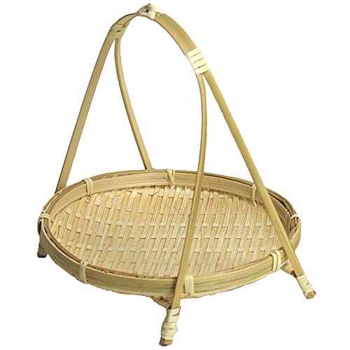 Abledance Bamboo Weaving Straw Basket - Single Layer Round Wicker Fruit & Bread Storage Container - Kitchen Decor Organizer for Countertop, Pantry, and Dining Table Display