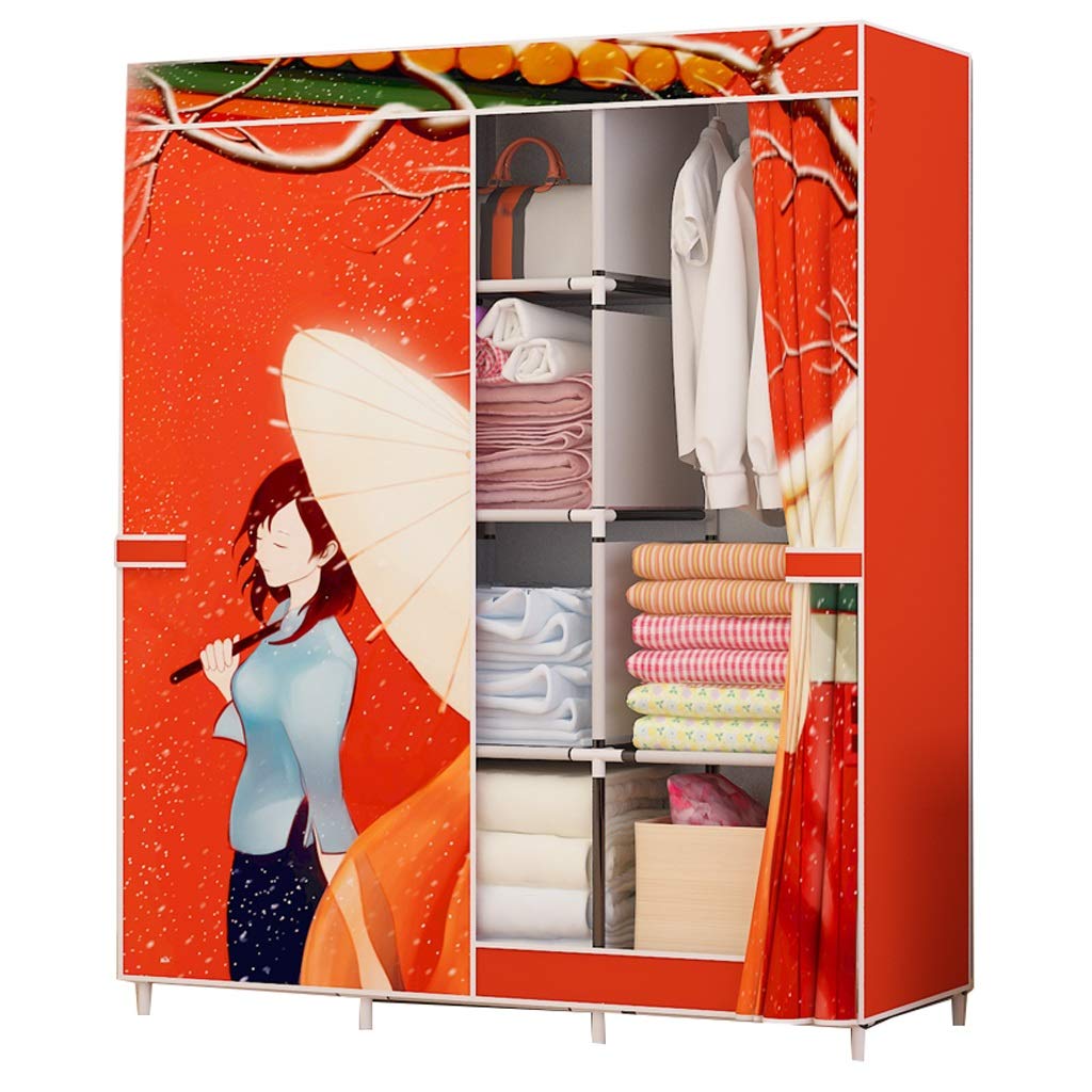 Portable Canvas Wardrobe Closet Organizer with Metal Frame - 49