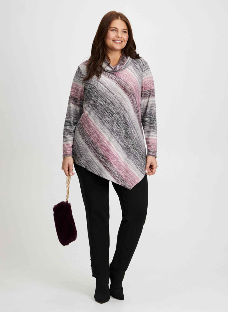 Asymmetrical Women's Tops & High Waisted Straight Leg Pants Set - Trendy Casual Outfit for Work, Date Night, and Everyday Wear