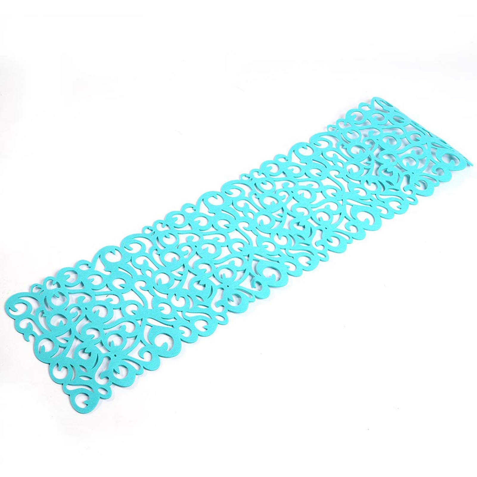 Zerodis Light Green Rectangle Hollow Out Felt Table Runner 40x11 Inch - Elegant Desk Mat for Home Kitchen Decor, Dining Table Cover, Party & Holiday Decoration