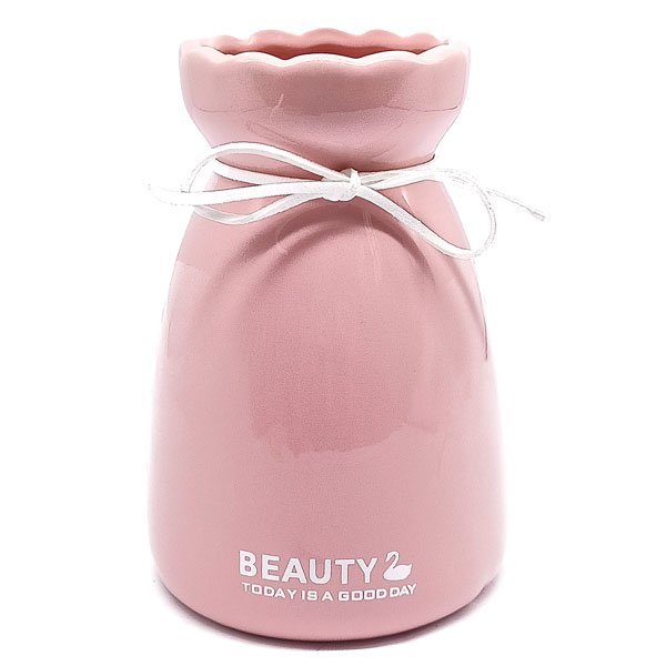 6 Pack Pink Ceramic Vases for Home Decor - Elegant Floral Arrangement Centerpieces for Living Room, Wedding, Dining Table & Office Desk