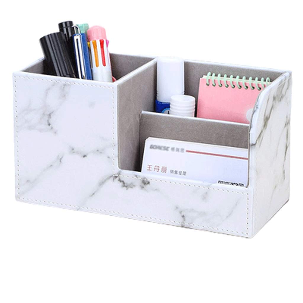 Multifunctional White Marble Pattern Pencil Holder - Pen Organizer, Makeup Brush Cup & Desk Accessory for Home Office, Bathroom, School (Great for Workstation, Vanity & Study Space)