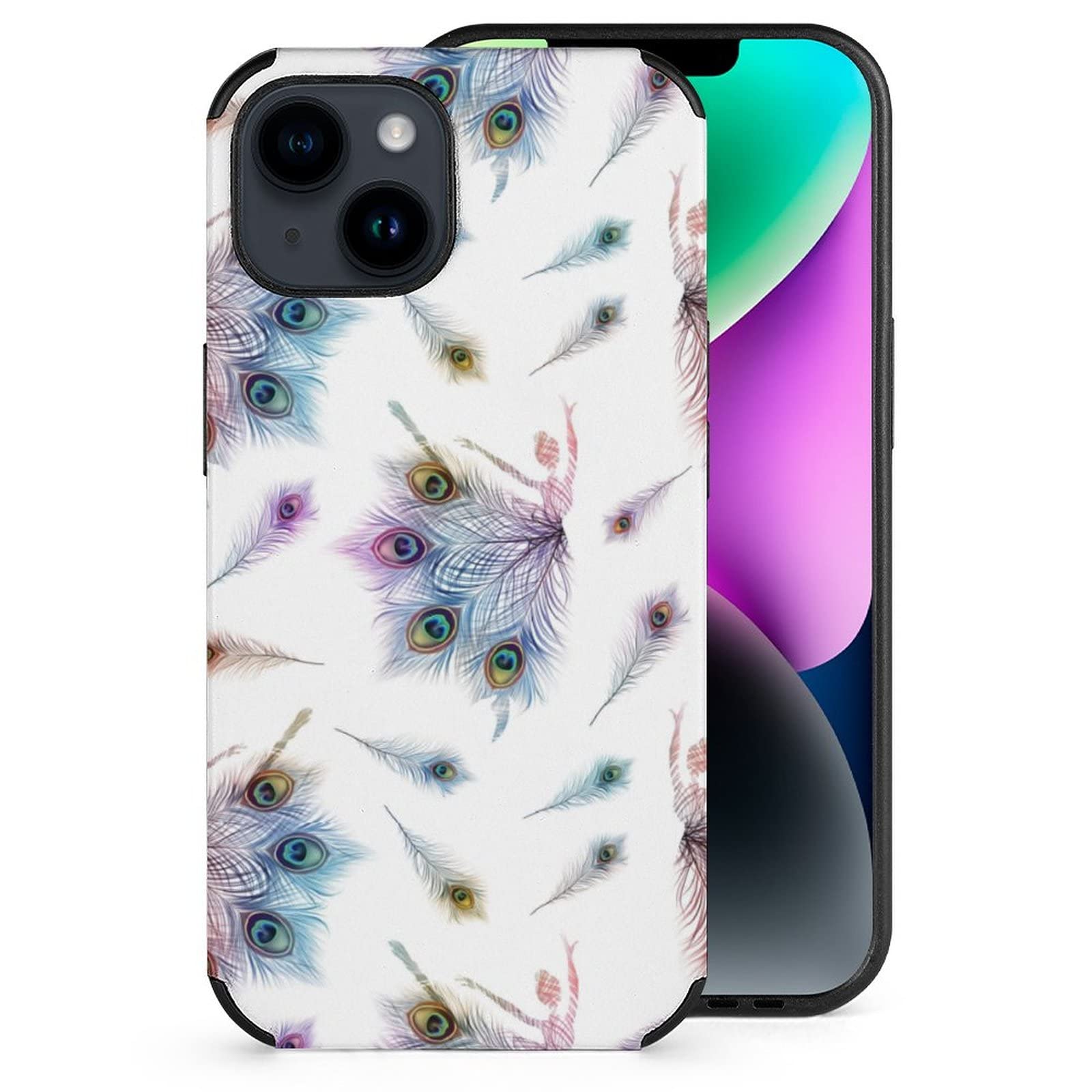 Peacock Feather Fiber Skin Shockproof Phone Case - Durable Protective Cover for iPhone & Samsung (Perfect for Dance Performances & Special Occasions)