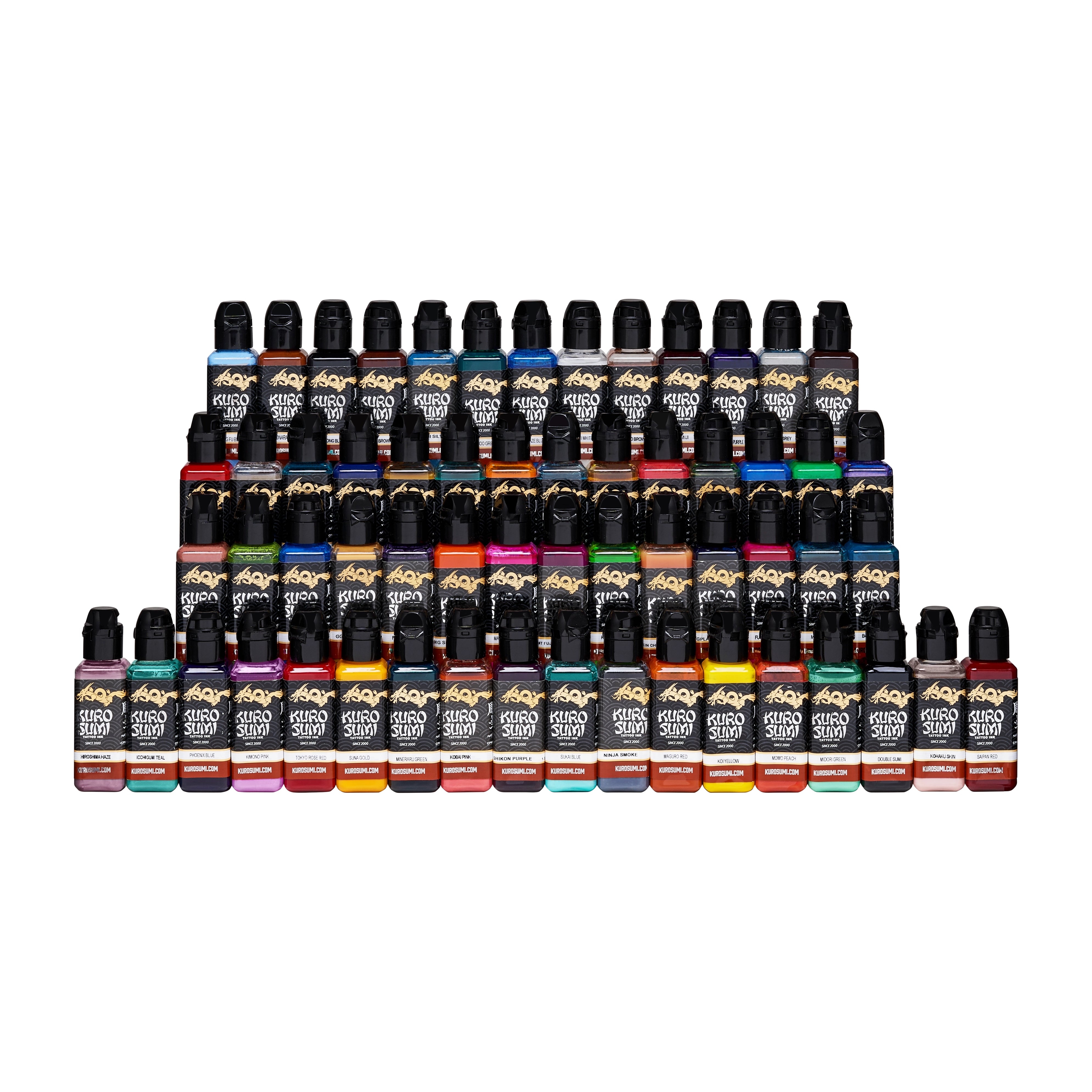 Kuro Sumi 64 Bottle Professional Tattoo Ink Master Set - Various Sizes for Tattoo Artists | Perfect for Tattoo Studios & Home Use