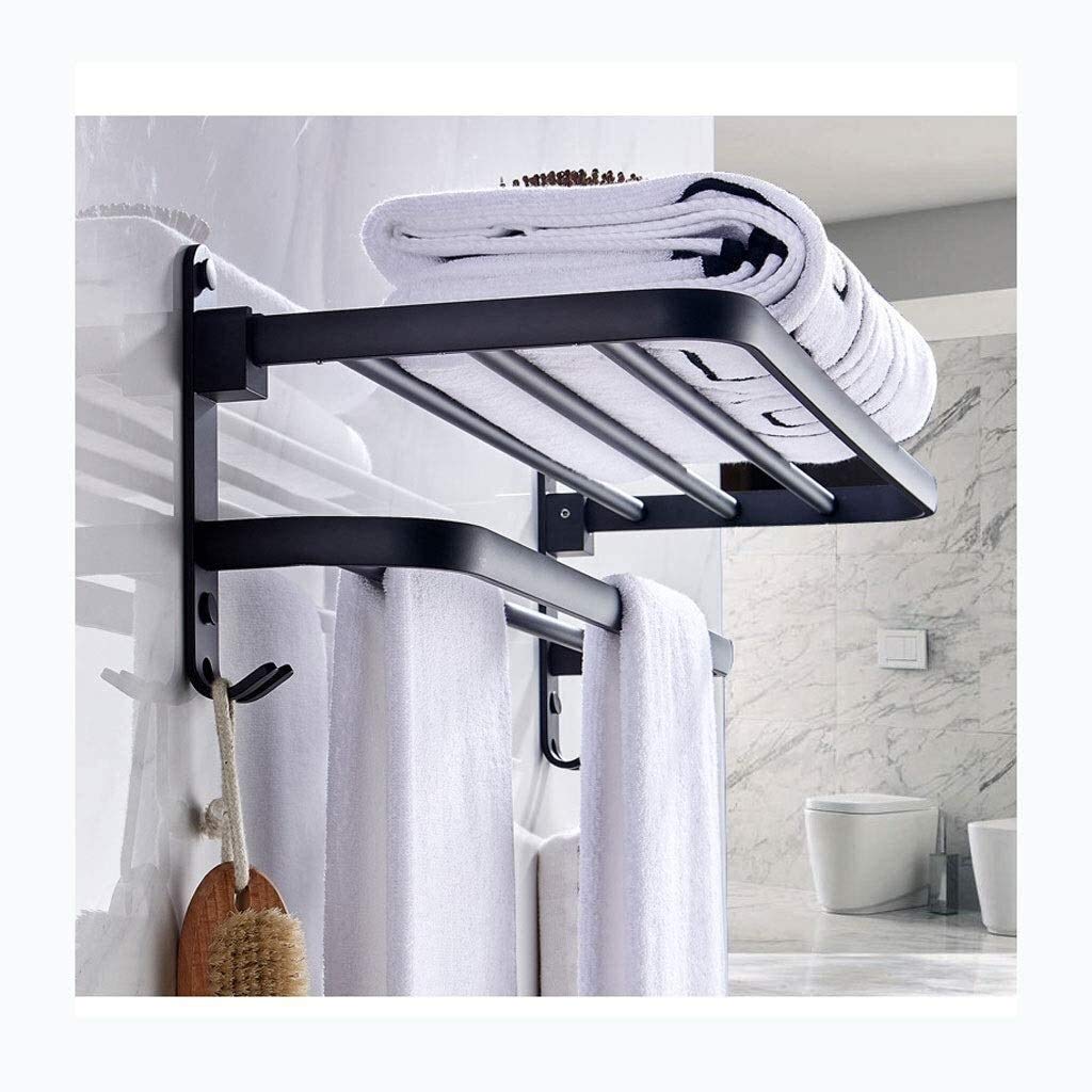 Space-Saving Corner Bathroom Shelf - Wall Mounted Towel Rack & Storage Organizer with Drilling Installation (59cm) - Perfect for Small Bathrooms, Showers & Laundry Rooms