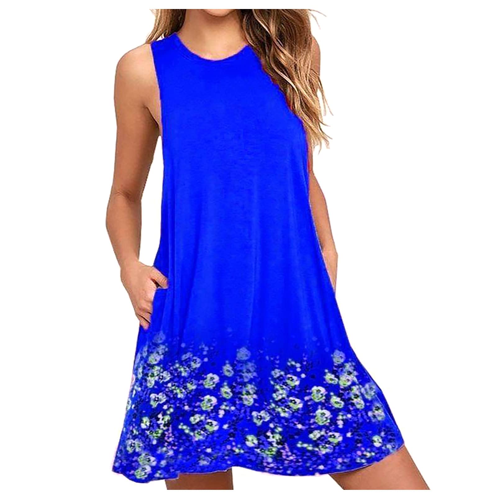 2023 Women's Summer Fashion Boho Sleeveless Tank Dress - Casual V-Neck Plus Size Sundress for Beach, Vacation & Outdoor Activities