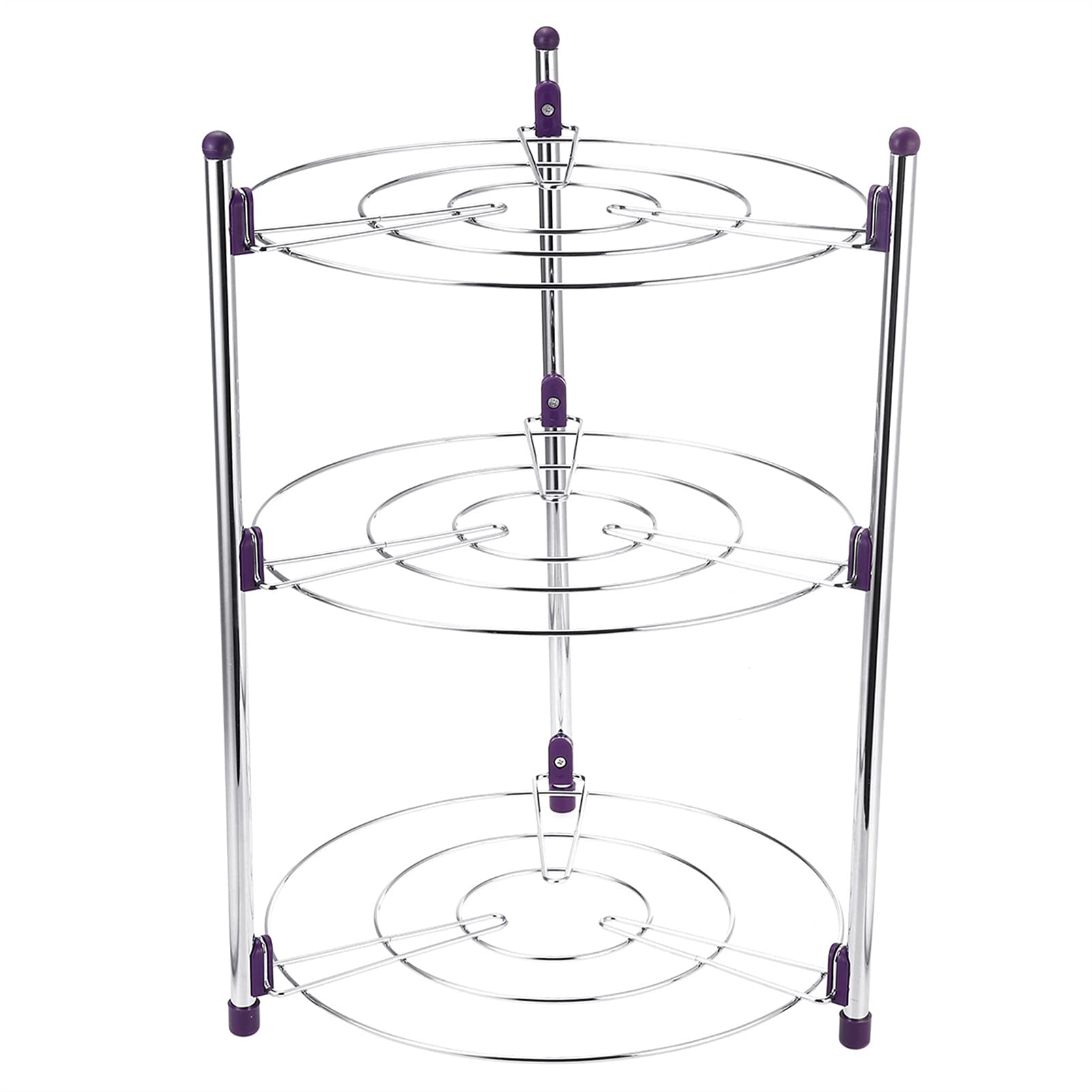 Stainless Steel 3-Tier Kitchen Cabinet Organizer - Durable Pot & Pan Shelf, Non-Slip Dish Drainer Rack - Easy Installation Space Saving Storage Solution for Small Kitchens, Pantries & RV Cooking Areas (3 Layers)