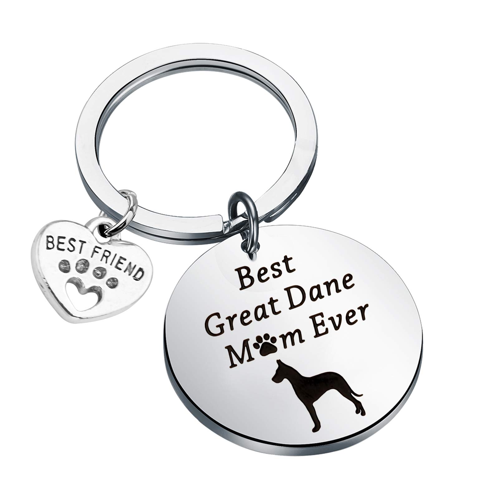 BNQL Best Great Dane Mom Ever Keychain - Unique Dog Owner Gifts for Women, Rescue Dog Mom Present, Personalized Pet Lover Accessories - Perfect for Birthday, Christmas, Adoption Anniversary Gifts