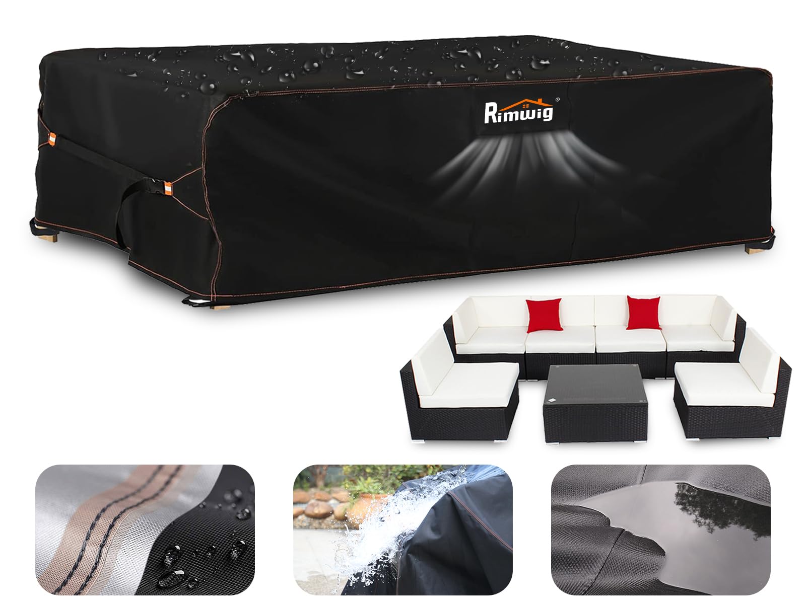 Extra Large Waterproof Patio Furniture Covers Set - Heavy Duty Outdoor Sectional Sofa & Rectangular Table Chair Cover (110