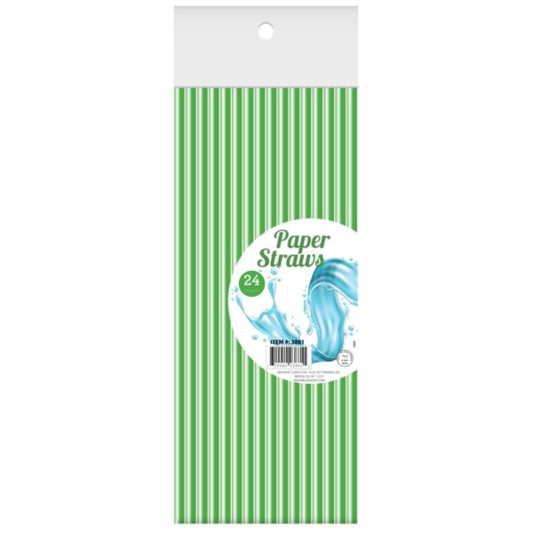 Eco-Friendly Green Paper Straws 24 Pack - Biodegradable & Compostable Drinking Straws for Parties, Restaurants, and Home Use