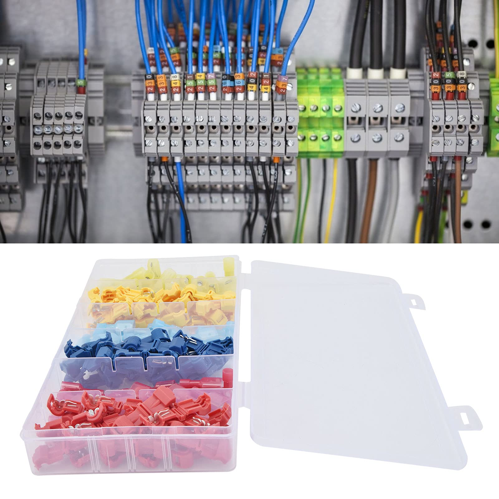 FASJ T Tap Wire Connectors - 120pcs Brass Electrical Connectors with Storage Box for Marine, Boat, Watercraft & Electronics Wiring | Ideal for DIY Electrical Projects, Automotive Repairs & Marine Applications