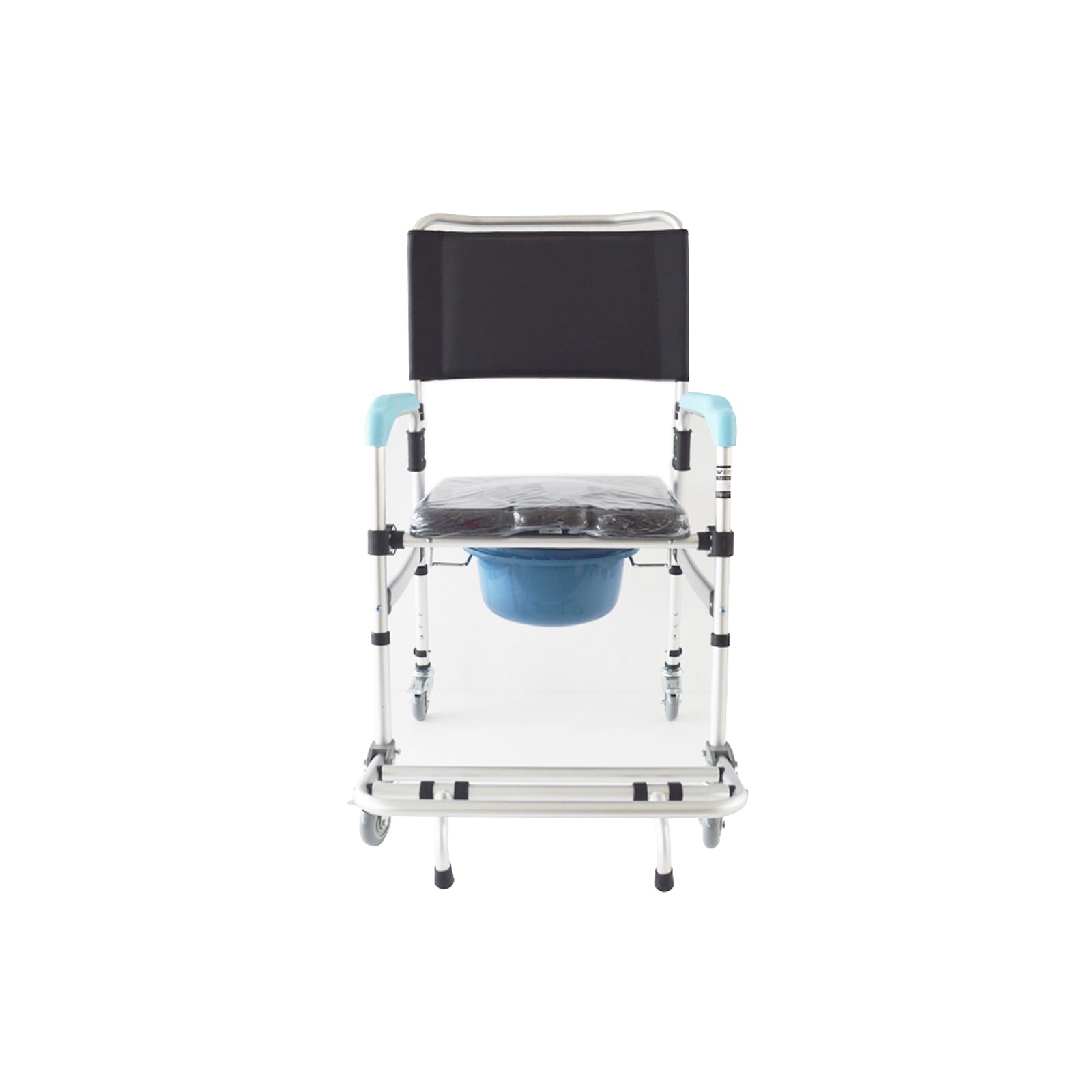 Adjustable Height Folding Shower Commode Wheelchair - 330LB Weight Capacity Mobile Shower Chair for Elderly, Disabled & Pregnant Women - Ideal for Bathroom Safety and Home Care Assistance