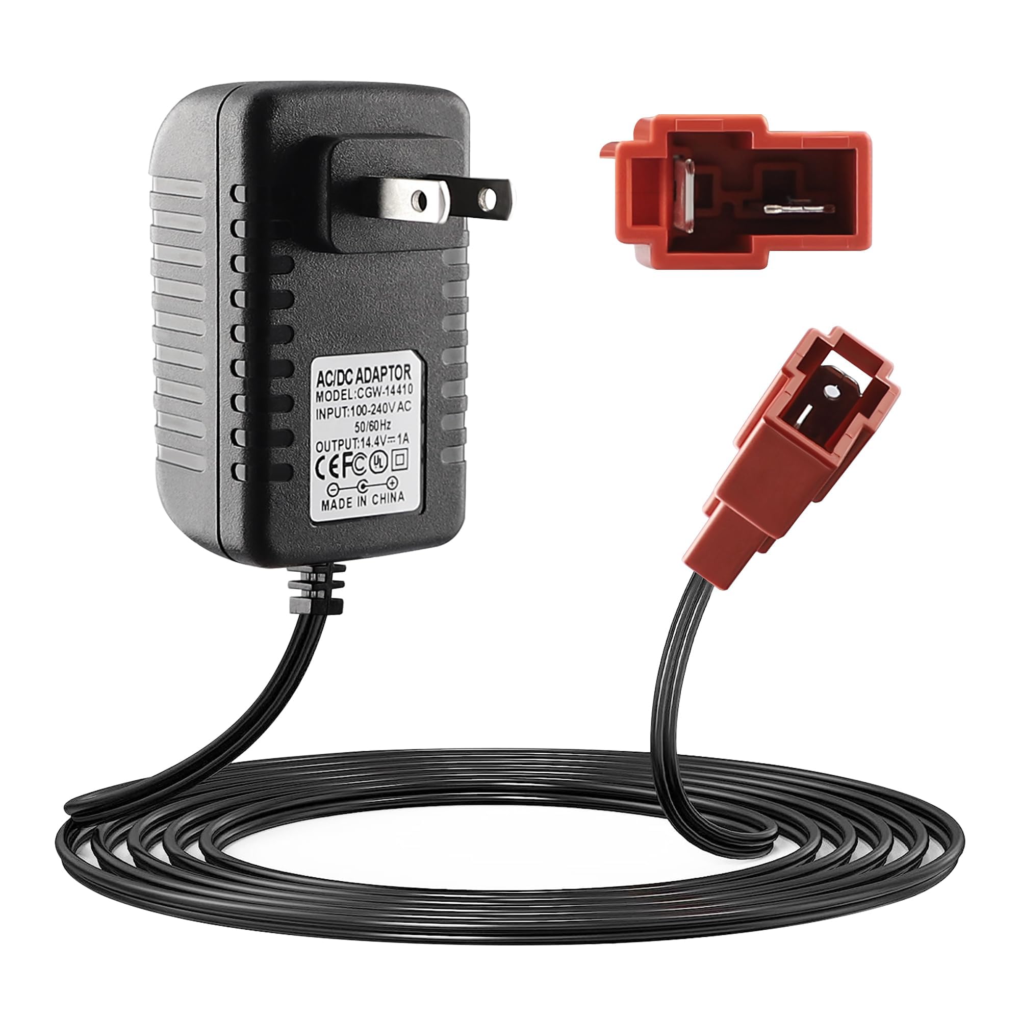 12V 14.4V 1000MA Battery Charger for Kids Ride On Toys & Electric Cars - Red Square Plug Power Adapter - Perfect for Charging Kids Electric Vehicles, Power Wheels, and Toy Cars at Home or Outdoors