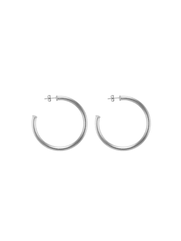 Sheila Fajl Brushed Silver Petite Hoop Earrings for Women - Everyday Wear, Gift Giving & Special Occasions