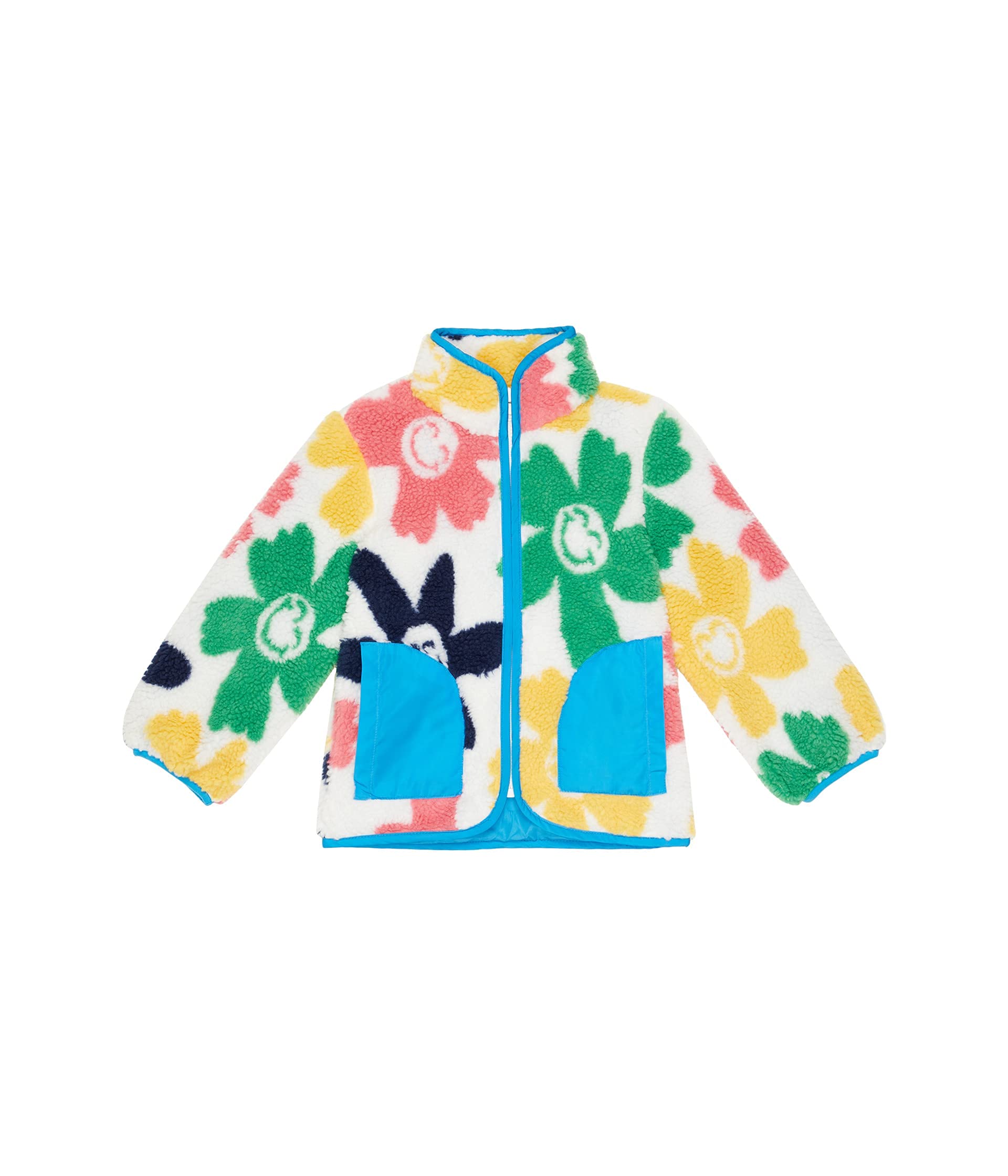 Stella McCartney Girls Smiley Flowers Teddy Bear Jacket - Soft & Cozy Outerwear for Toddler, Little Kids & Big Kids - Perfect for School, Playdates & Winter Adventures