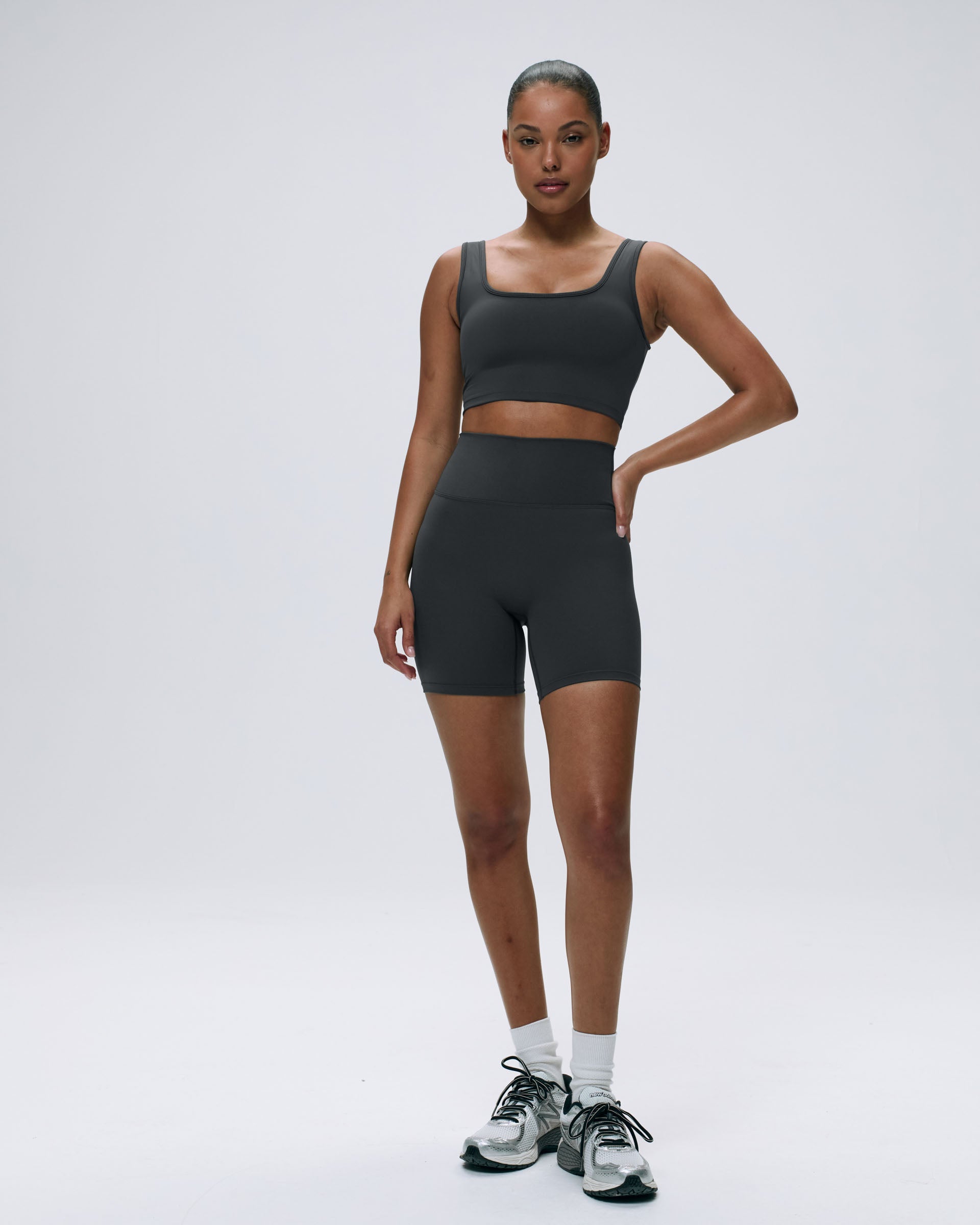 Ultimate Crop Shorts for Women - Graphite Grey | High Waisted Comfort & Style | Perfect for Yoga, Running & Summer Outfits