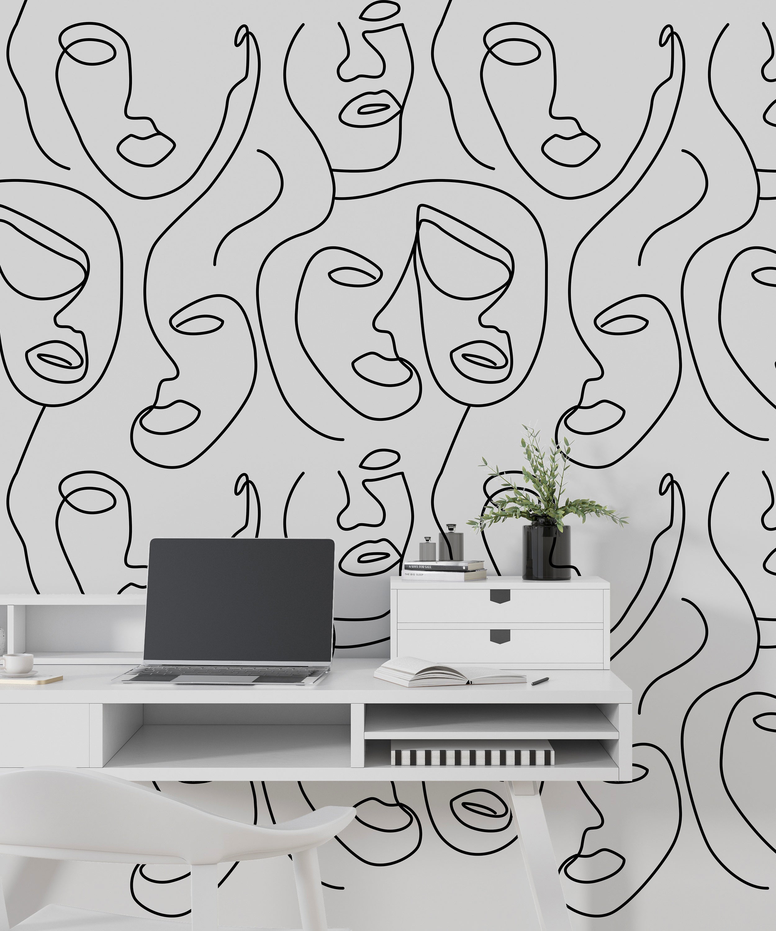 Matisse Line Art Wallpaper Mural - Exquisite Modern Designs for Living Room, Bedroom & Office Decor