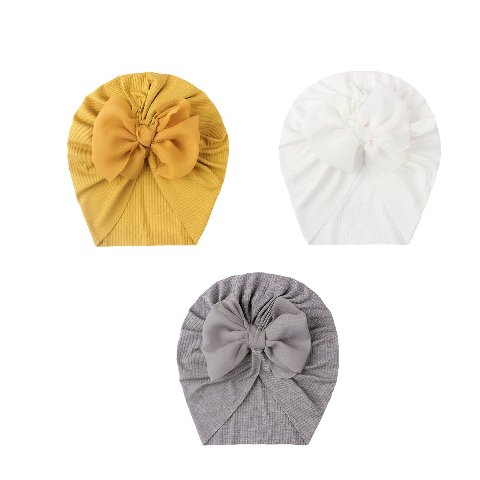 FIN86 3-Piece Newborn Baby Winter Hat Set - Warm Flower & Baseball Caps for Infants | Soft Polyester Hooded Hats for Cold Weather, Photoshoots & Outdoor Activities