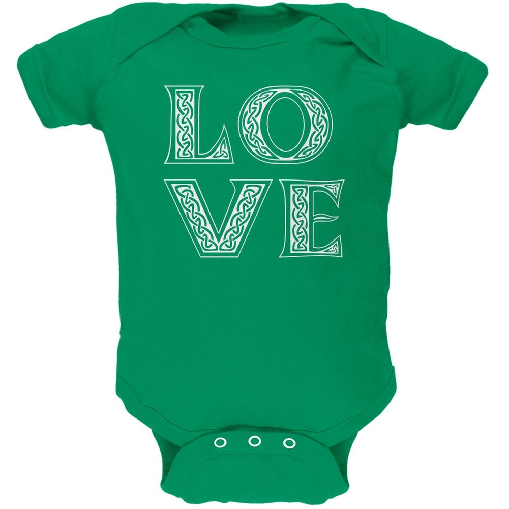 Celtic Love Kelly Green Soft Baby Onesie for St. Patrick's Day | Comfortable Infant Bodysuit for Holiday Celebrations & Family Photos