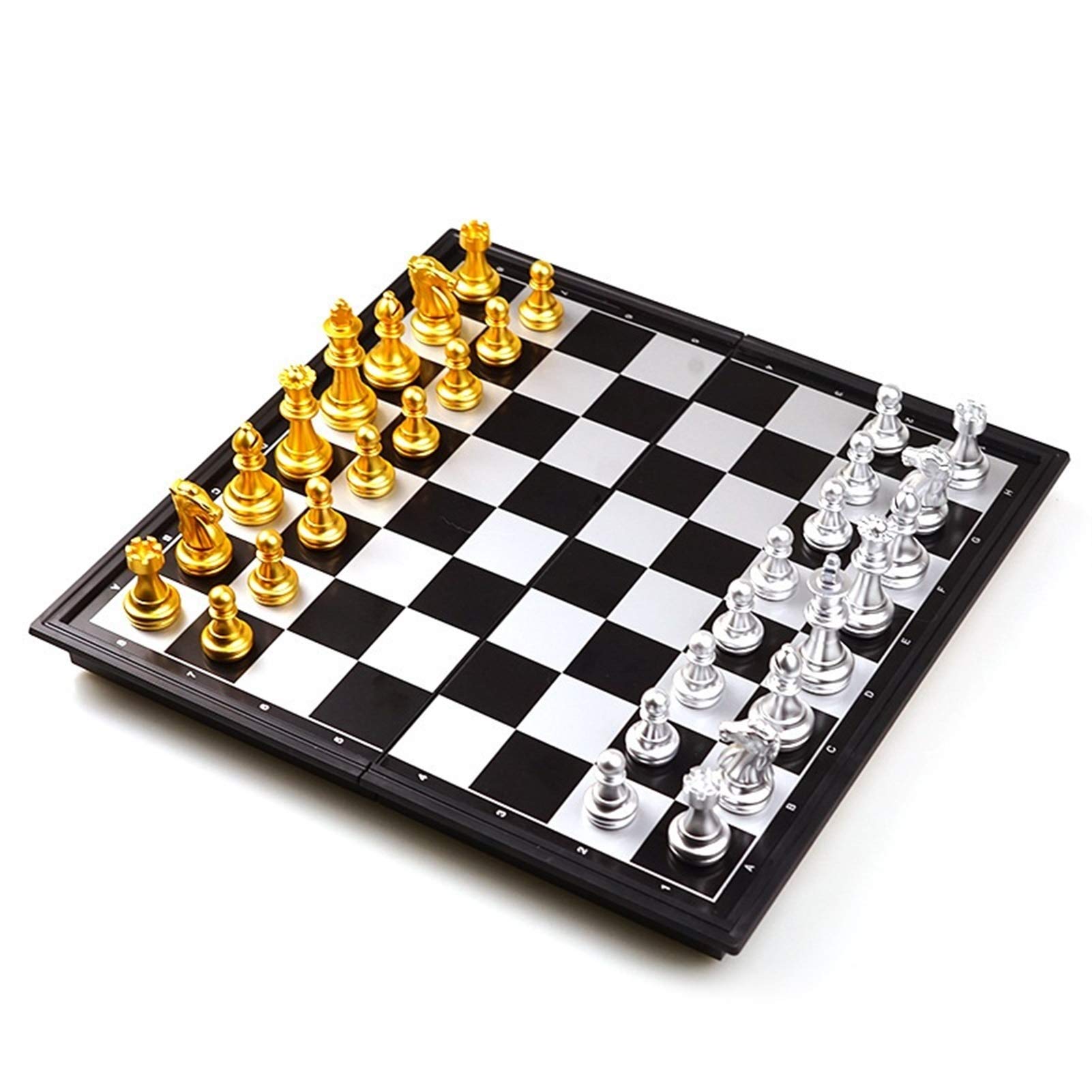 Premium Magnetic Folding Chess Set - Medieval Classic Gold & Silver Chess Board with 32 Pieces | Portable Travel Game for Adults & Kids | Perfect for Home, Office, Camping & Gifts (Includes Storage Box)