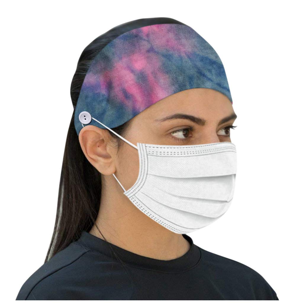 Tuuu Button Headbands for Mask Holders - Adjustable Elastic Hair Bands for Nurses & Doctors - Premium Sweat-Resistant Headwear for Healthcare Workers & Daily Mask Wearers | Perfect for Hospitals, Clinics & Everyday Use