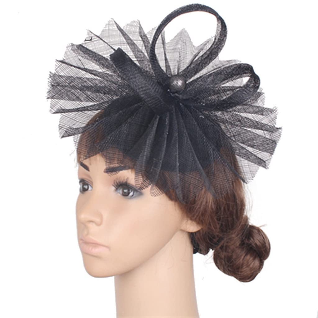 Elegant Black Feather Fascinator Hat for Women - 20cm Cocktail Headband, Wedding Hair Accessory, Race Day Chapeau - Perfect for Bridal Showers, Garden Parties & Formal Events