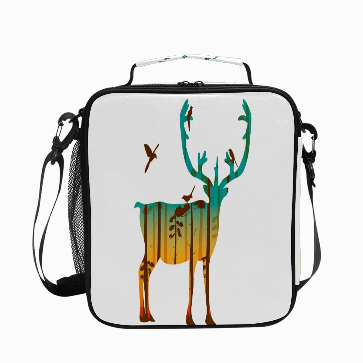 Insulated Lunch Bag for Women & Men - Leakproof Cooler Tote with Adjustable Shoulder Strap | Perfect for Work, School, Picnics & Outdoor Activities | Caribou Christmas Reindeer Design