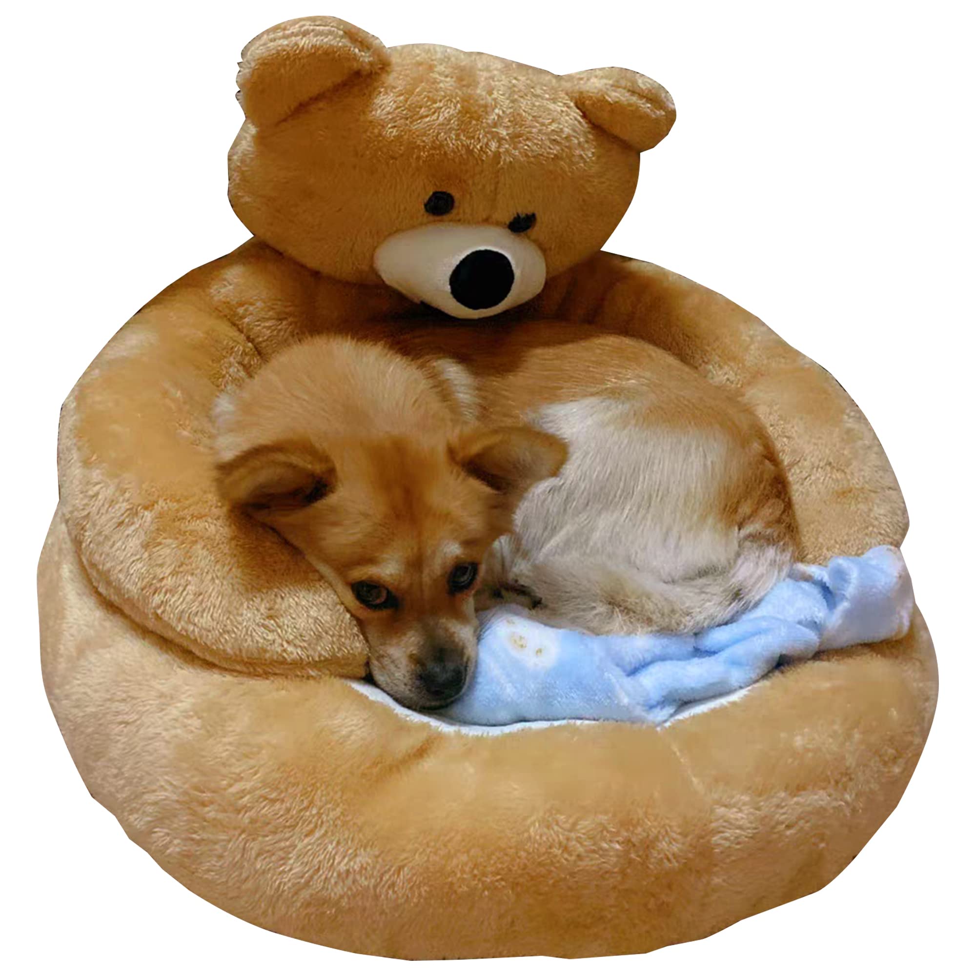 Cozy Bear-Shaped Cat Bed House - Warm & Soft Indoor Pet Bed for Cats, Kittens, Dogs, Puppies, Rabbits & Bunnies - Perfect for Snuggling & Napping (Bear, Small) - Ideal for Living Rooms, Bedrooms & Pet Spaces