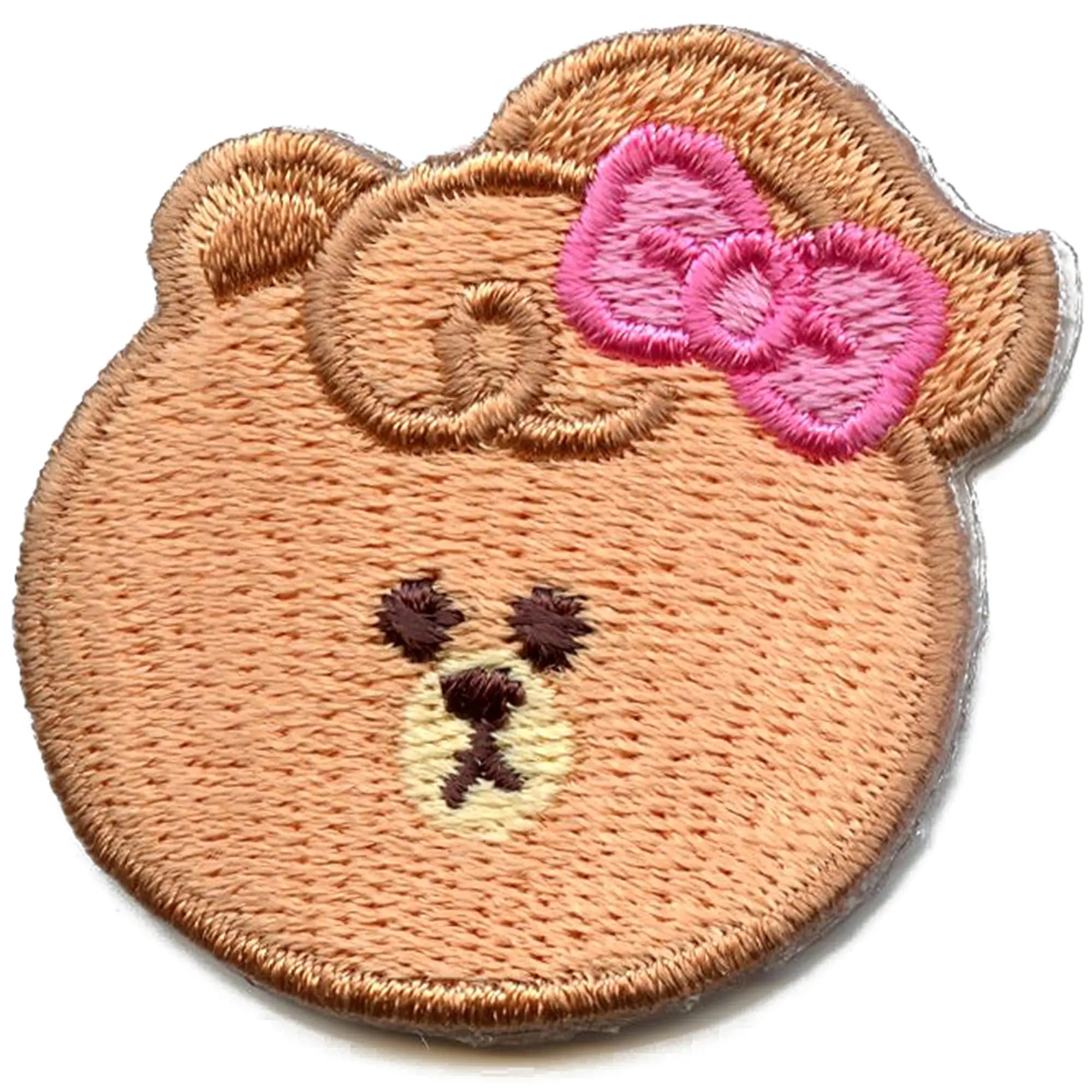 Line Friends Bear Choco Head Embroidered Iron On Patch - Cute DIY Sewing Applique for Jackets, Backpacks & Hats - Perfect for Customizing Clothes & Accessories