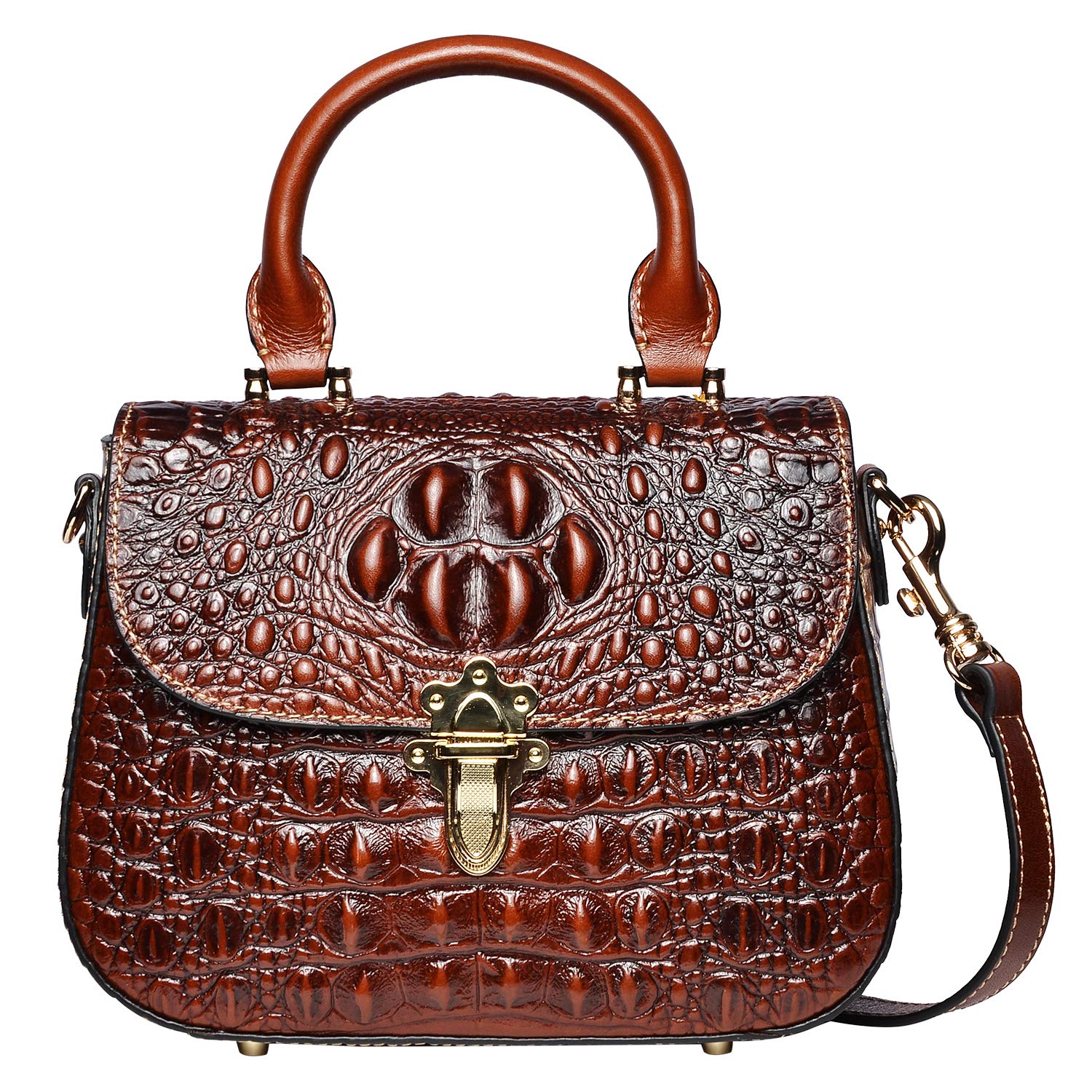 PIJUSHI Genuine Leather Crossbody Shoulder Bag for Women - Designer Crocodile Print Small Top Handle Satchel Purse | Perfect for Work, Travel & Everyday Use